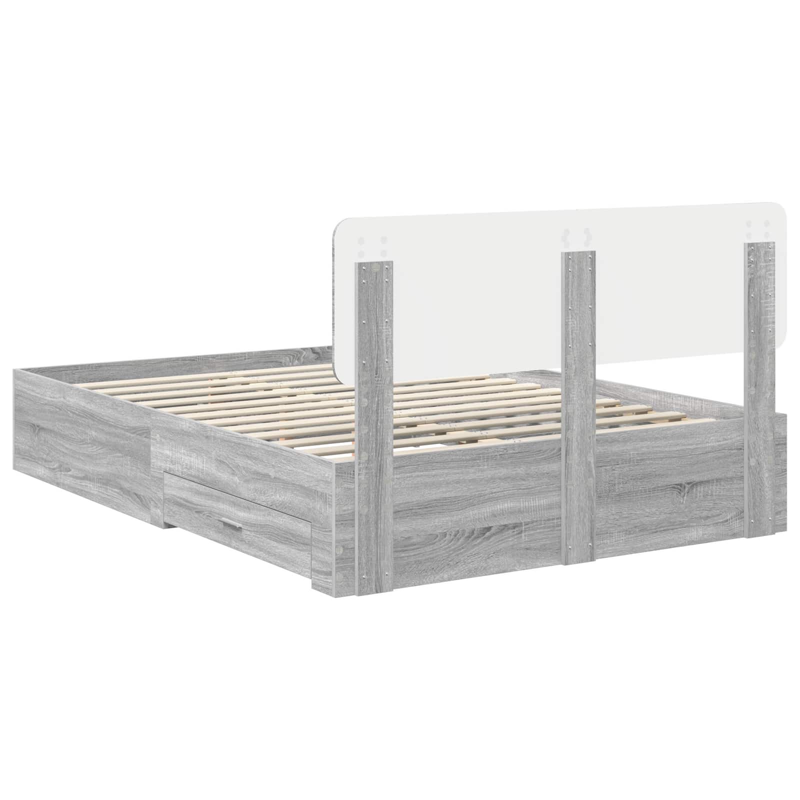 Cadre de lit Gris Sonoma 140 x 190 cm Bois d'ingénierie - XIOS