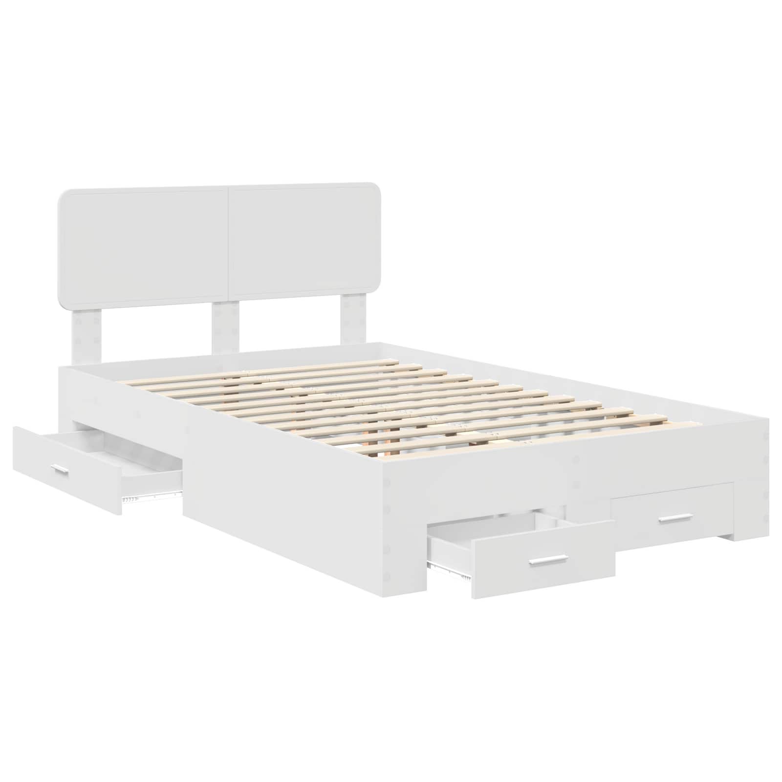 Cadre de lit avec tiroir Blanc 135 x 190 cm Bois d'ingénierie - XIOS