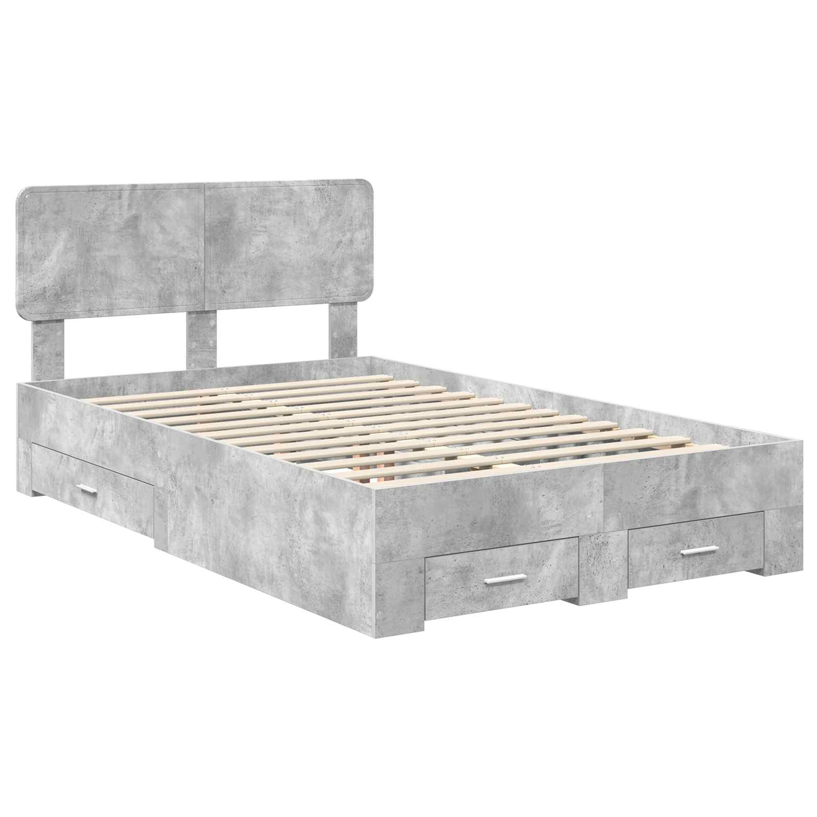 Cadre de lit Gris béton 135 x 190 cm Bois d'ingénierie - XIOS