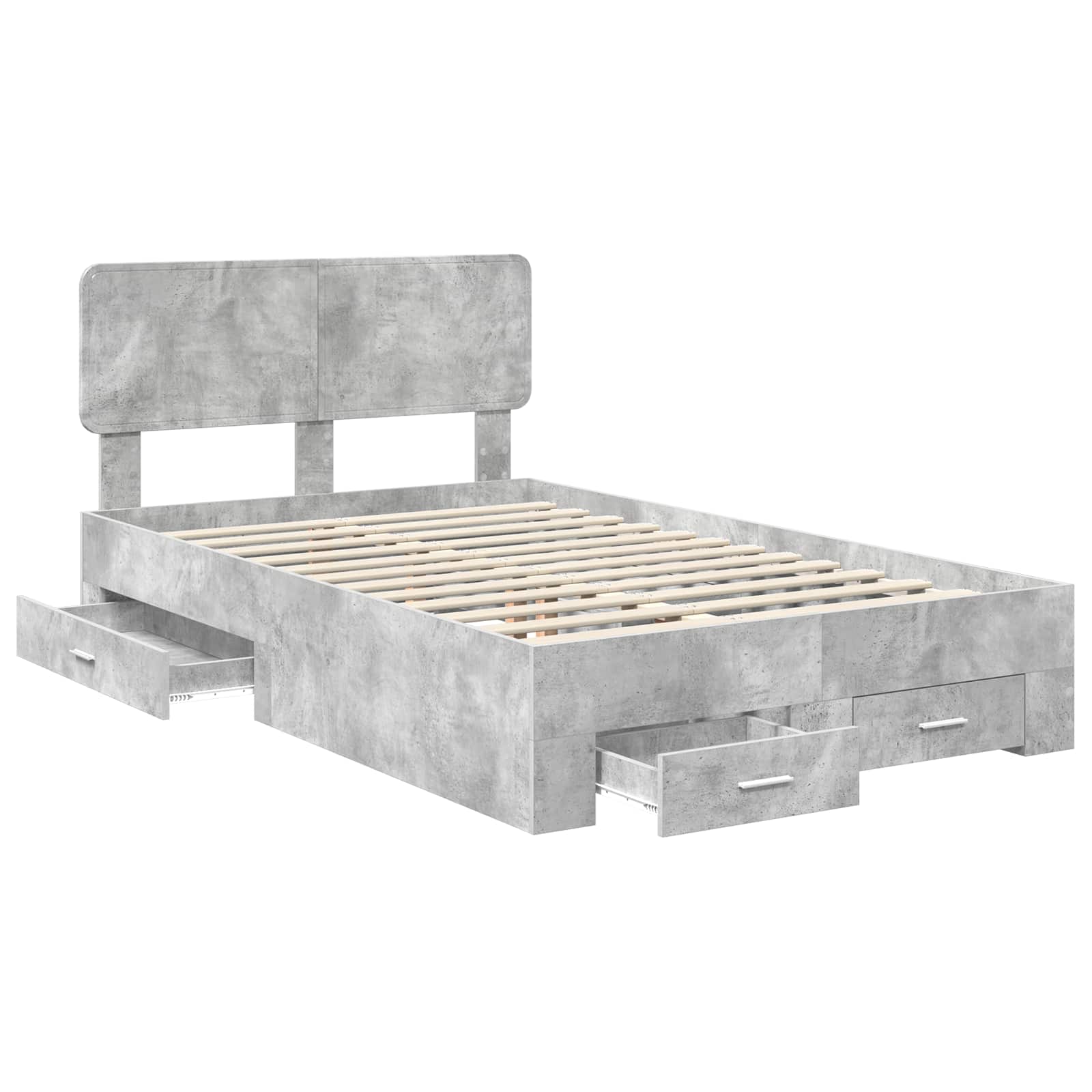 Cadre de lit Gris béton 135 x 190 cm Bois d'ingénierie - XIOS