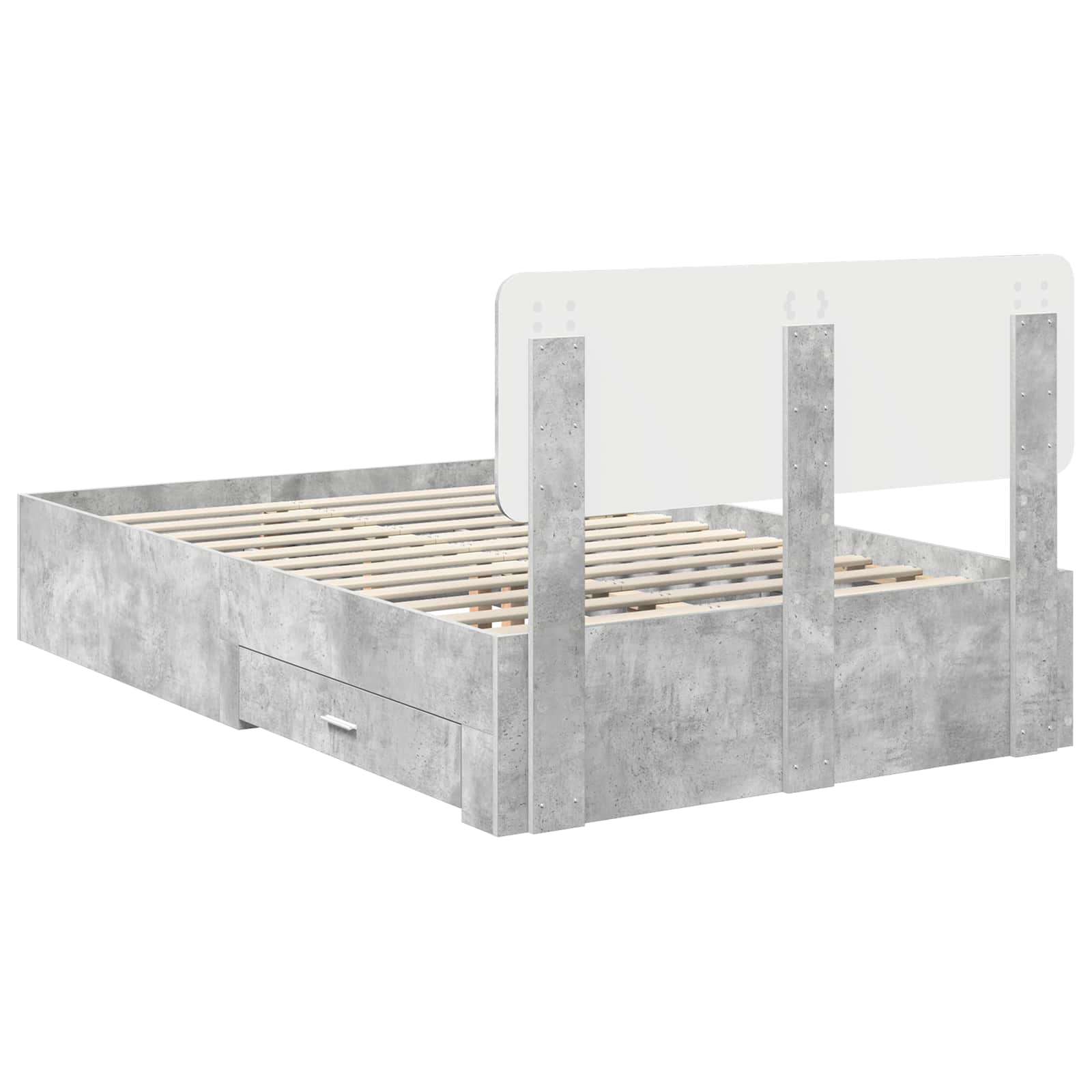 Cadre de lit Gris béton 135 x 190 cm Bois d'ingénierie - XIOS