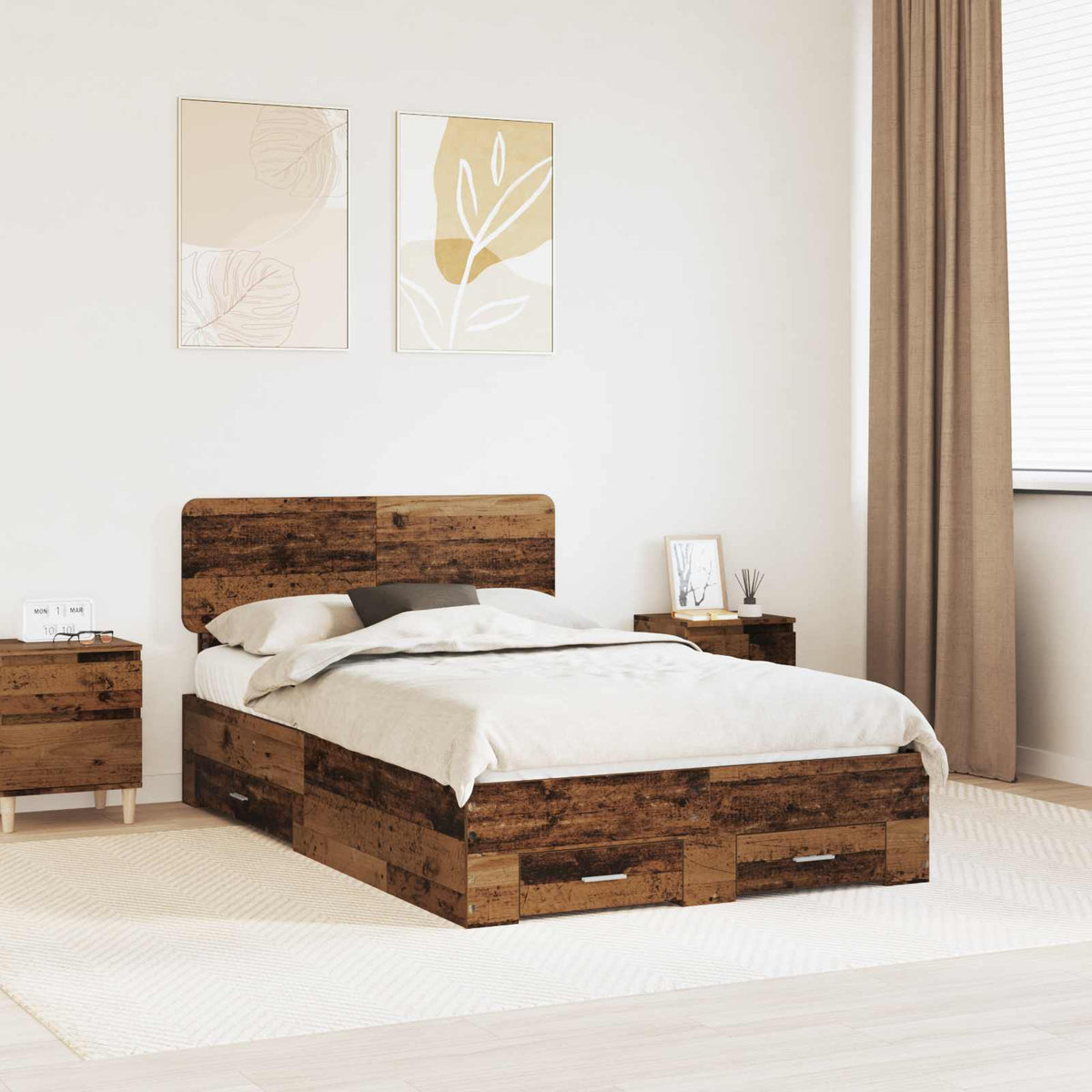 Cadre de lit Bois ancien 120 x 190 cm Bois d'ingénierie