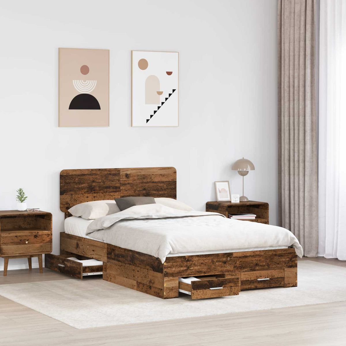 Cadre de lit Bois ancien 120 x 190 cm Bois d'ingénierie