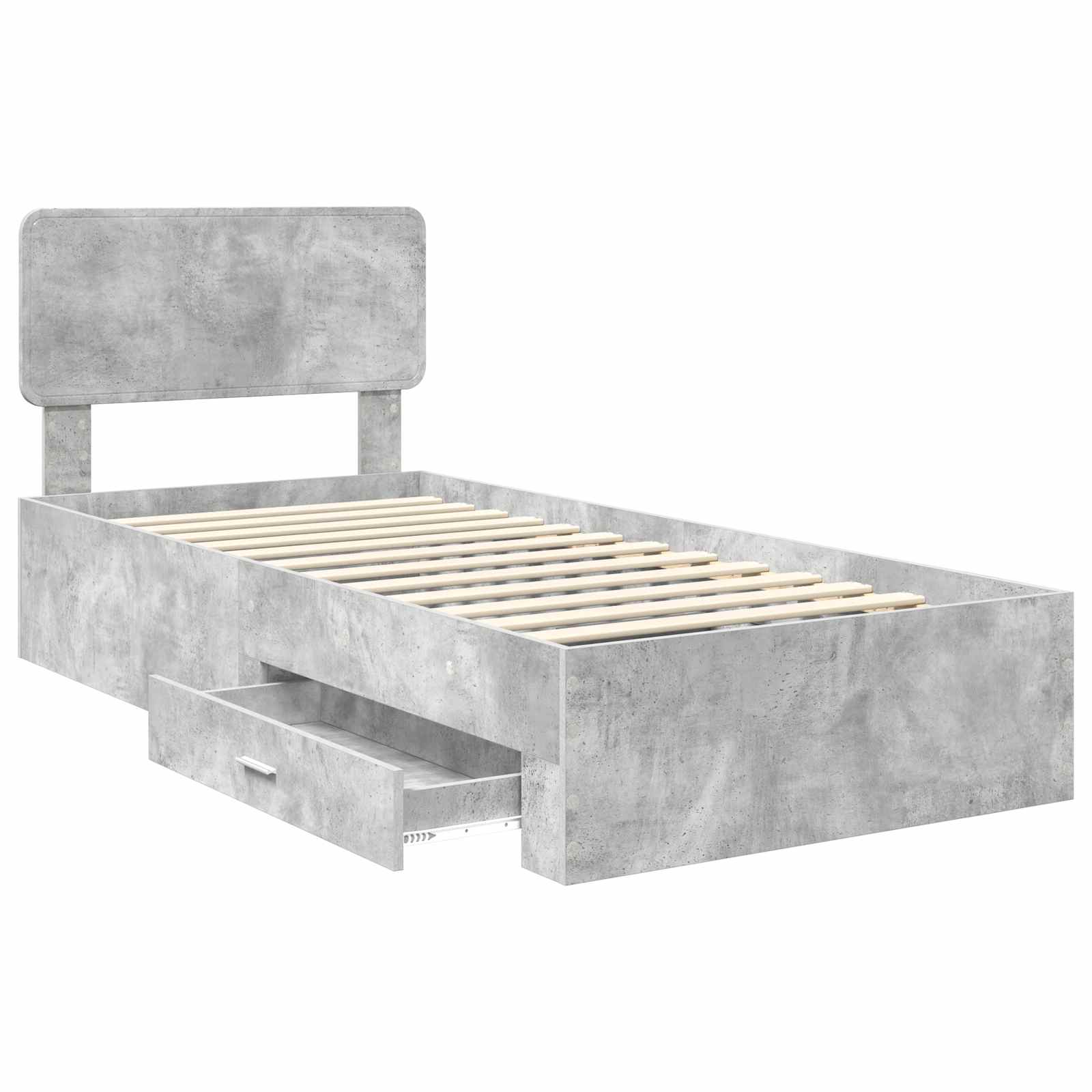 Cadre de lit Gris béton 90 x 190 cm Bois d'ingénierie - XIOS
