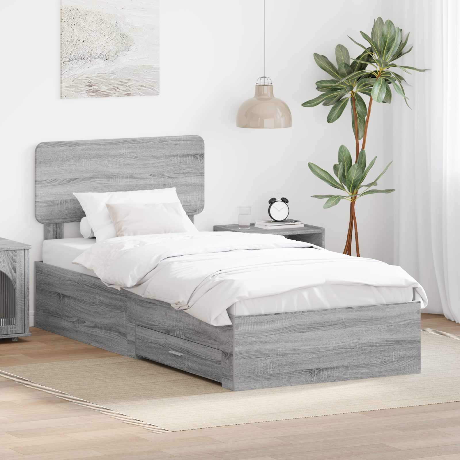 Cadre de lit Gris Sonoma 75 x 190 cm Bois d'ingénierie - XIOS