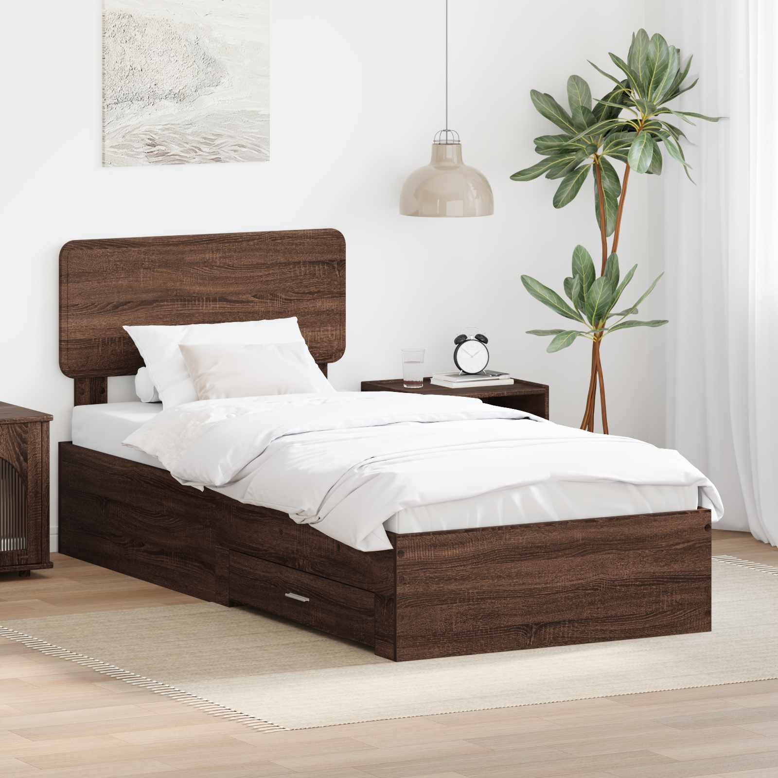 Cadre de lit Chêne brun 75 x 190 cm Bois d'ingénierie - XIOS