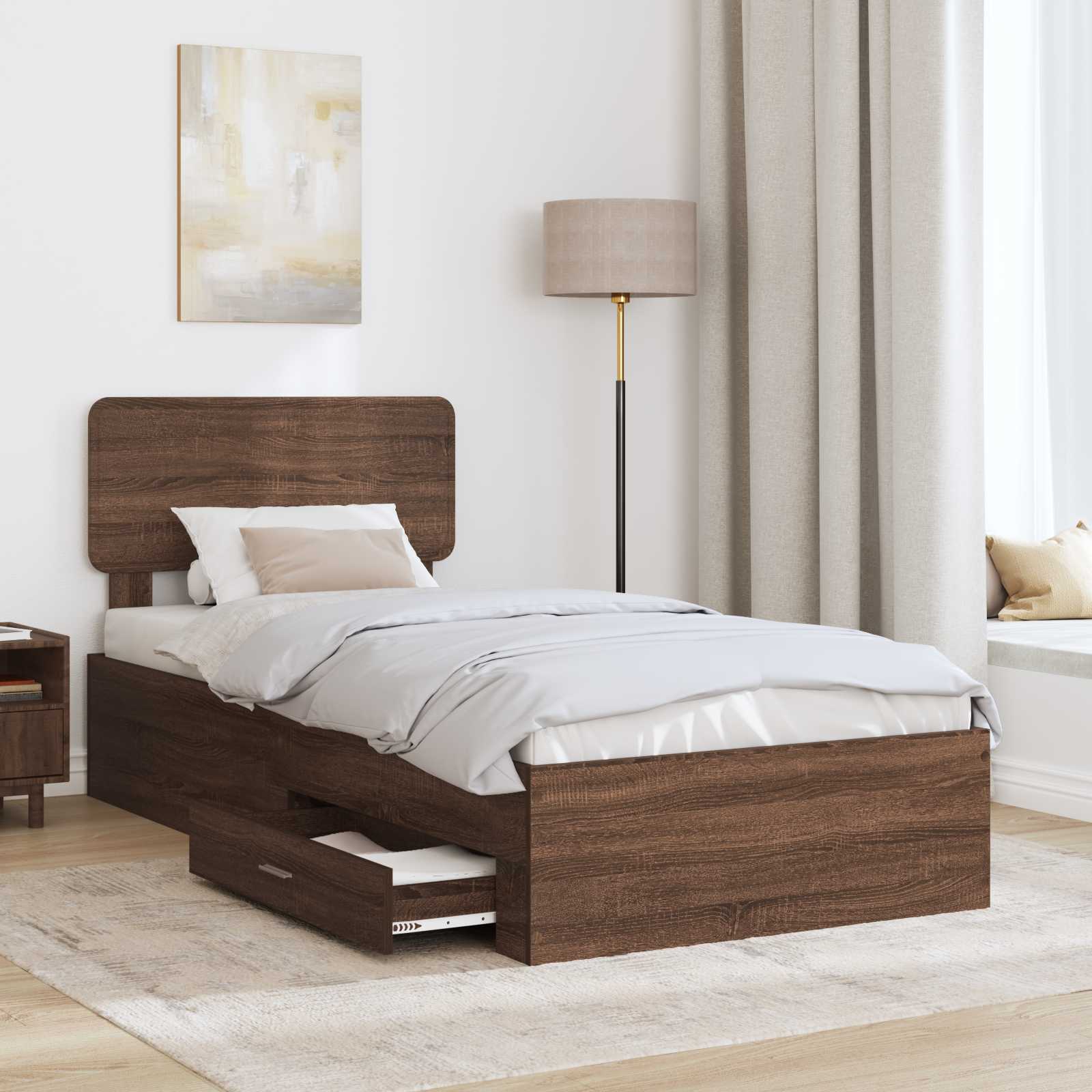 Cadre de lit Chêne brun 75 x 190 cm Bois d'ingénierie - XIOS