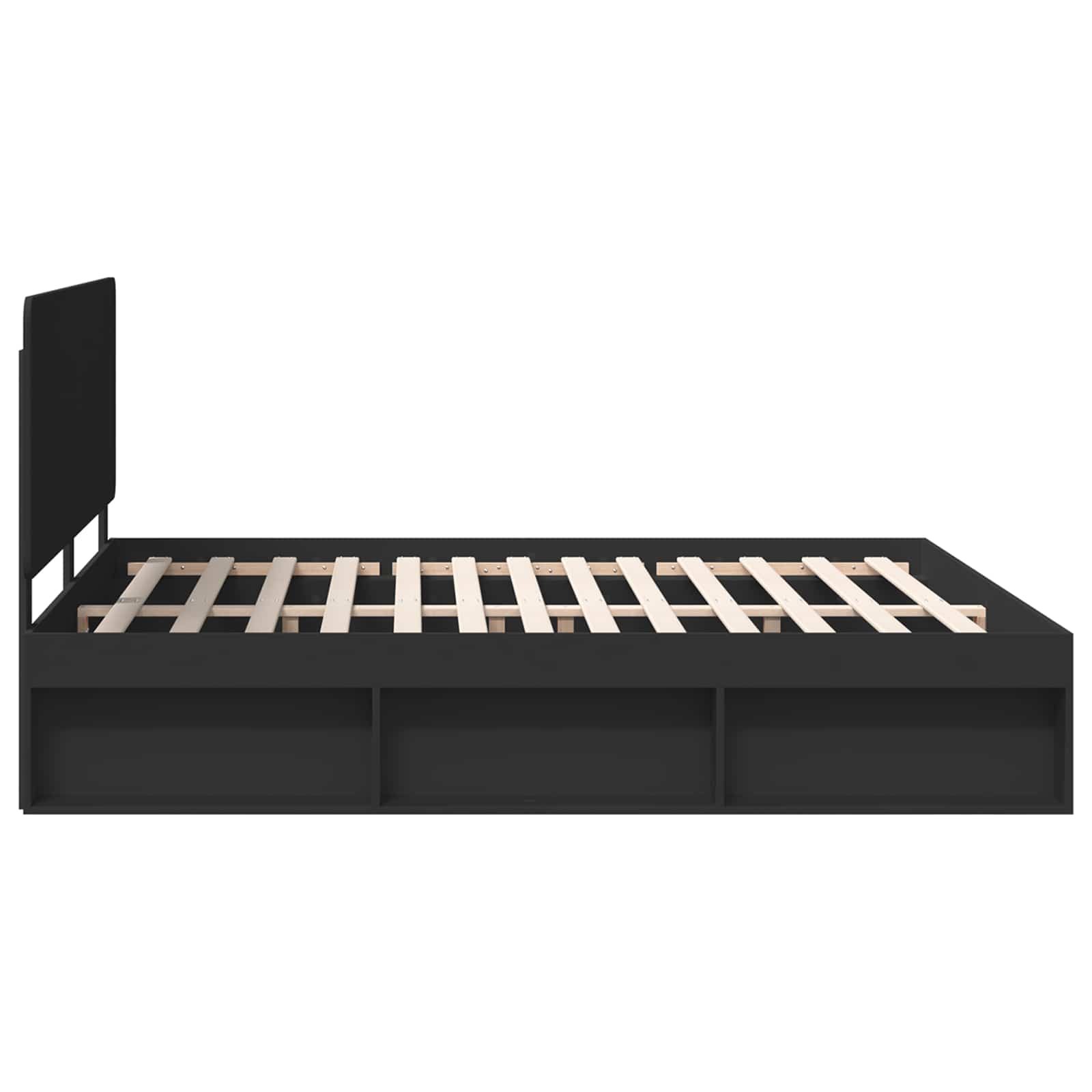 Cadre de lit avec tête de lit Noir 200 x 200 cm Pin massif - XIOS