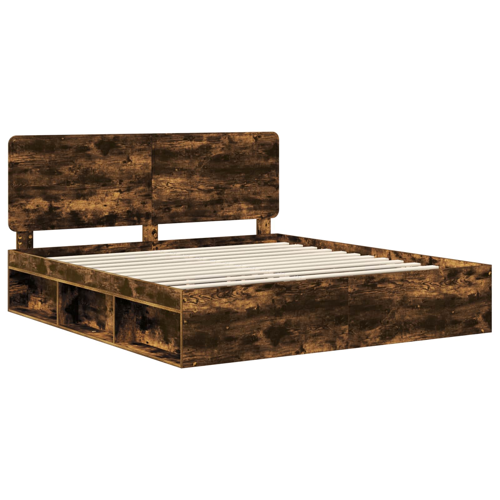 Cadre de lit Chêne fumé 180 x 200 cm Bois de pin massif - XIOS