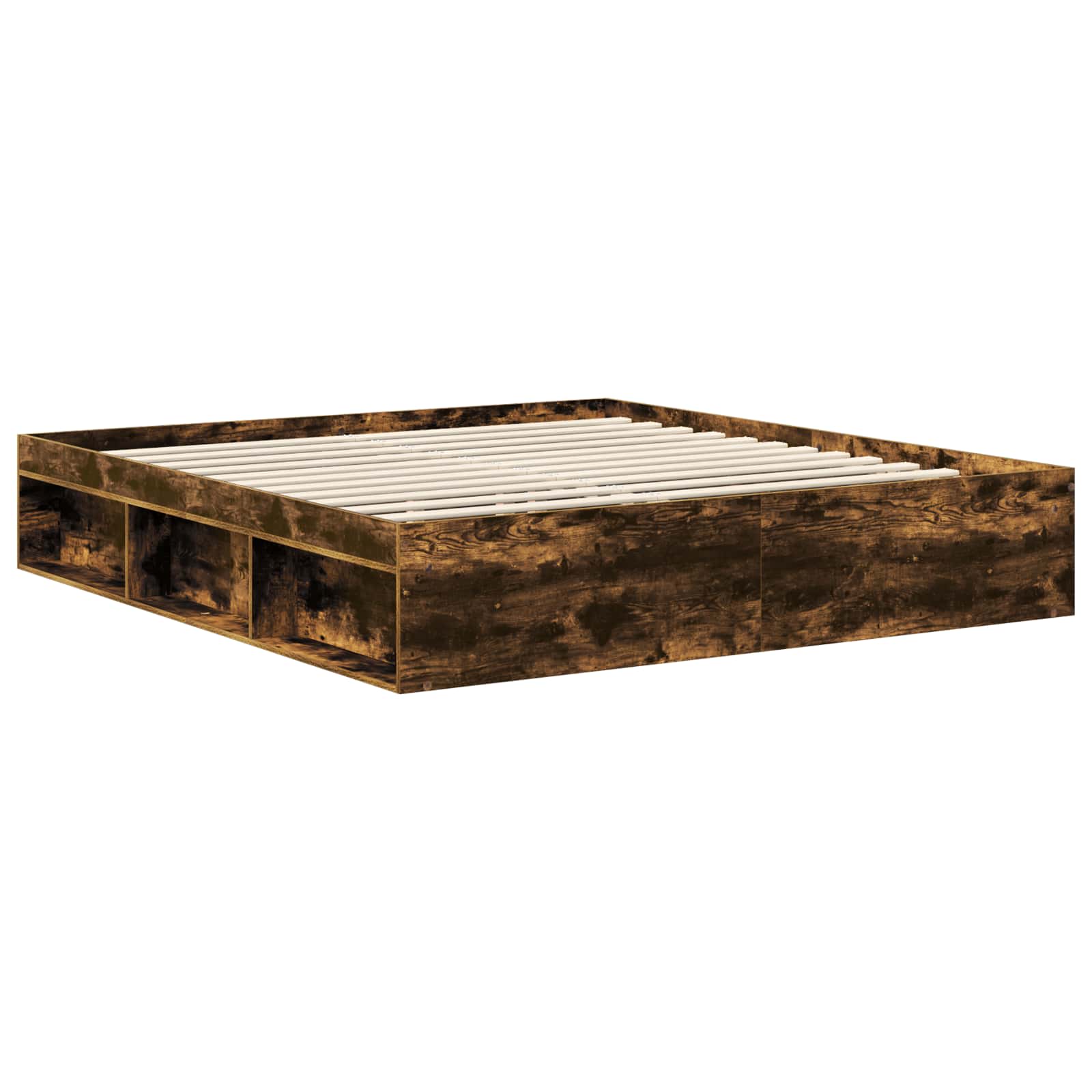 Cadre de lit Chêne fumé 180 x 200 cm Bois de pin massif - XIOS