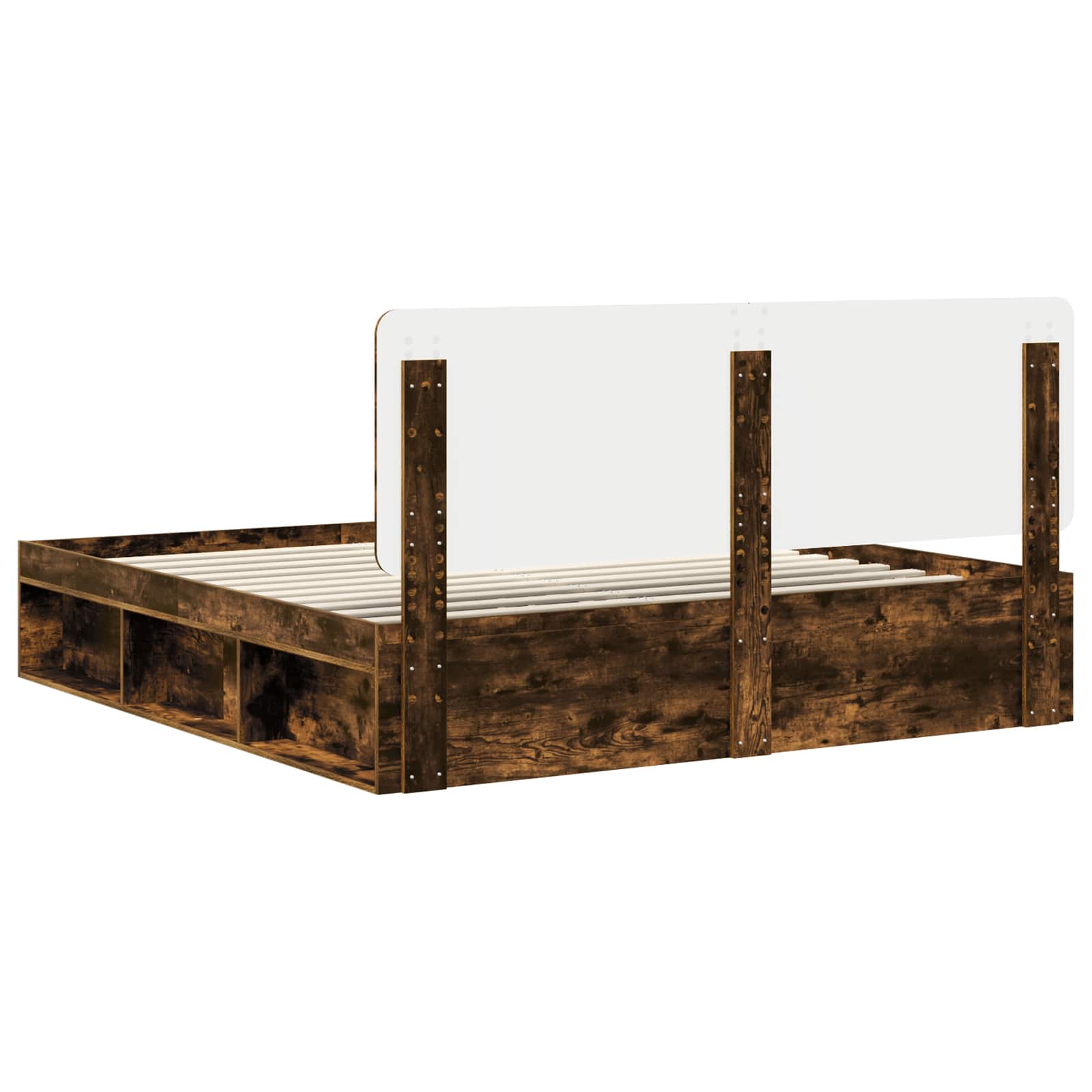 Cadre de lit Chêne fumé 180 x 200 cm Bois de pin massif - XIOS