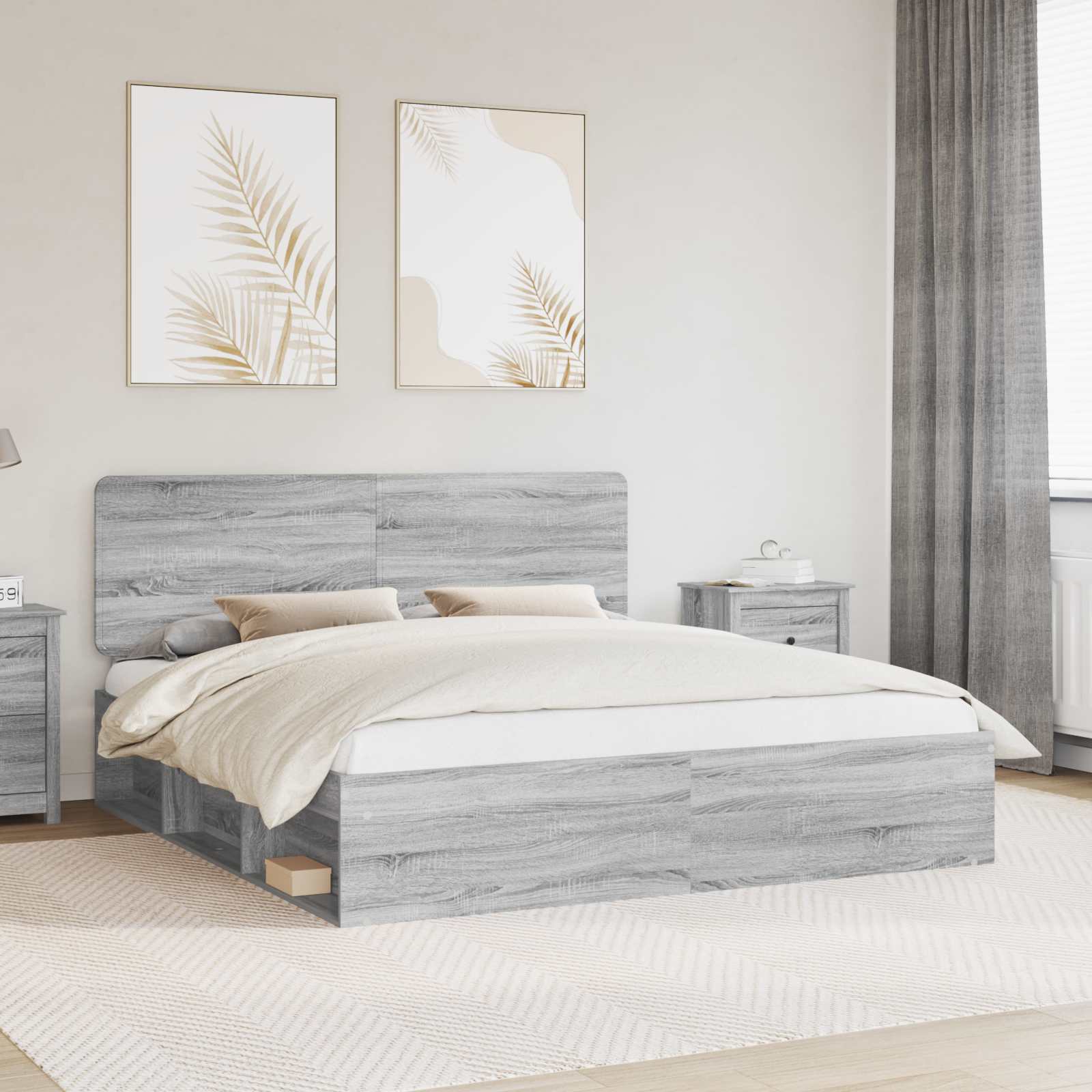 Cadre de lit Gris Sonoma 180 x 200 cm Bois de pin massif - XIOS