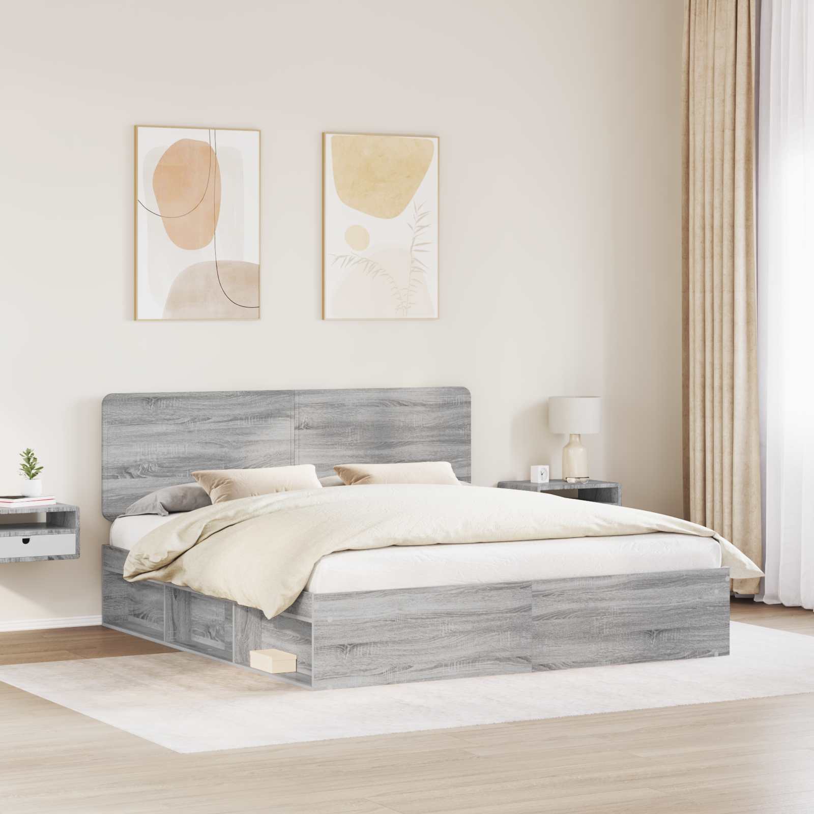 Cadre de lit Gris Sonoma 180 x 200 cm Bois de pin massif - XIOS