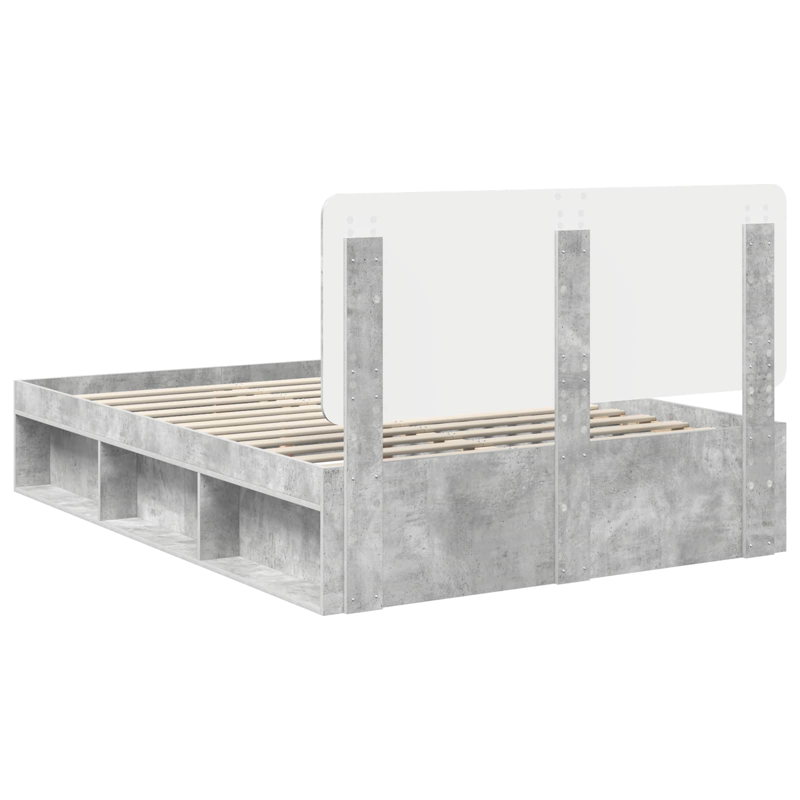 Cadre de lit avec tête de lit Béton 160 x 200 cm Pin massif - XIOS