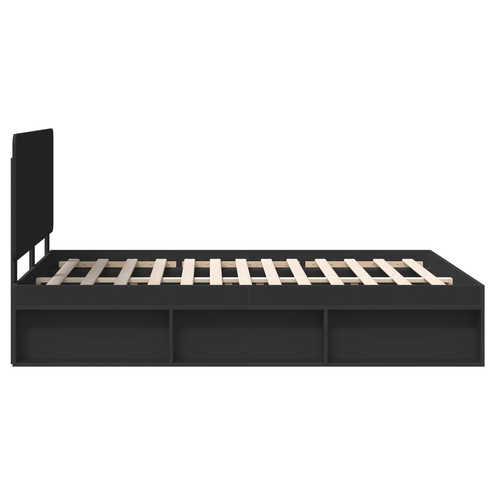 Cadre de lit avec tête de lit Noir 150 x 200 cm Pin massif - XIOS