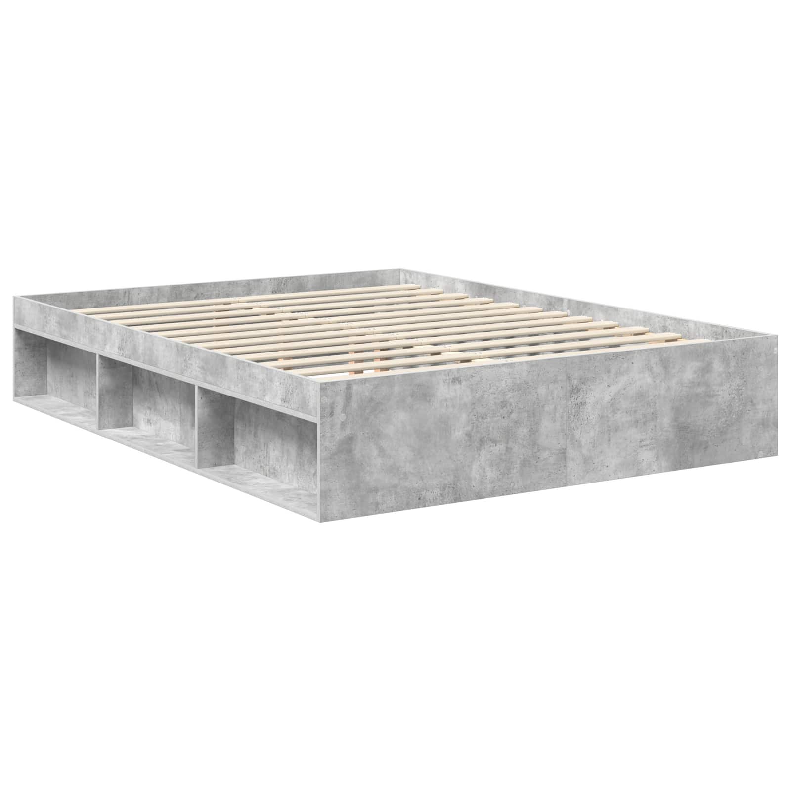Cadre de lit Gris Béton 150 x 200 cm Bois de pin massif - XIOS