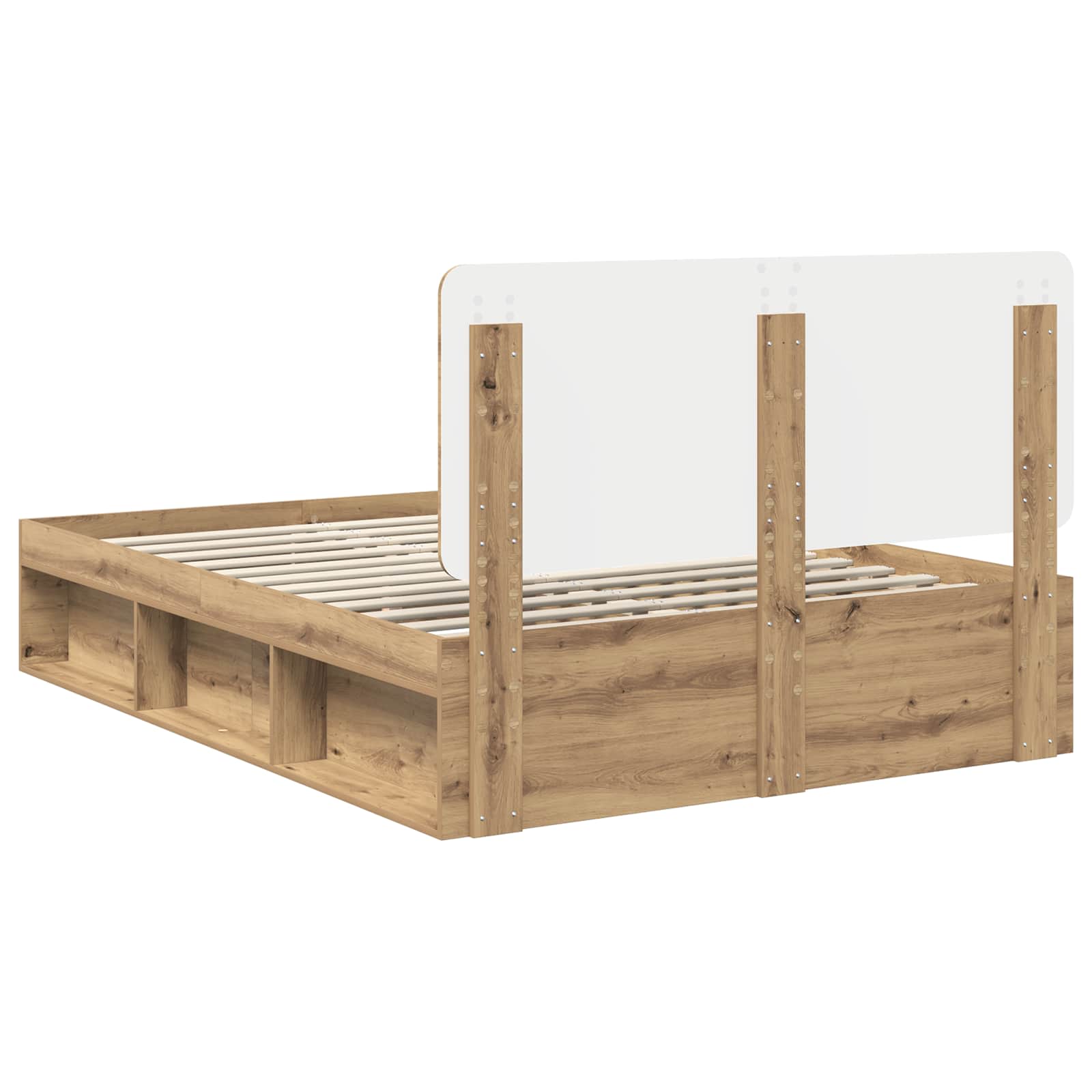 Cadre de lit Chêne artisan 150 x 200 cm Bois de pin massif - XIOS