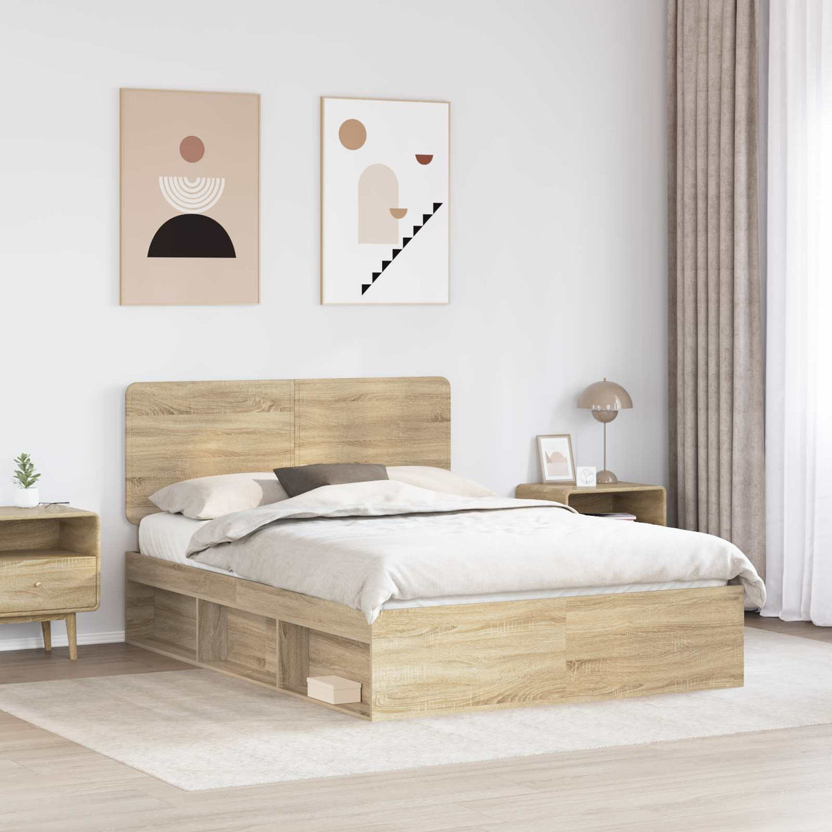 Cadre de lit Chêne Sonoma 140 x 190 cm Bois de pin massif