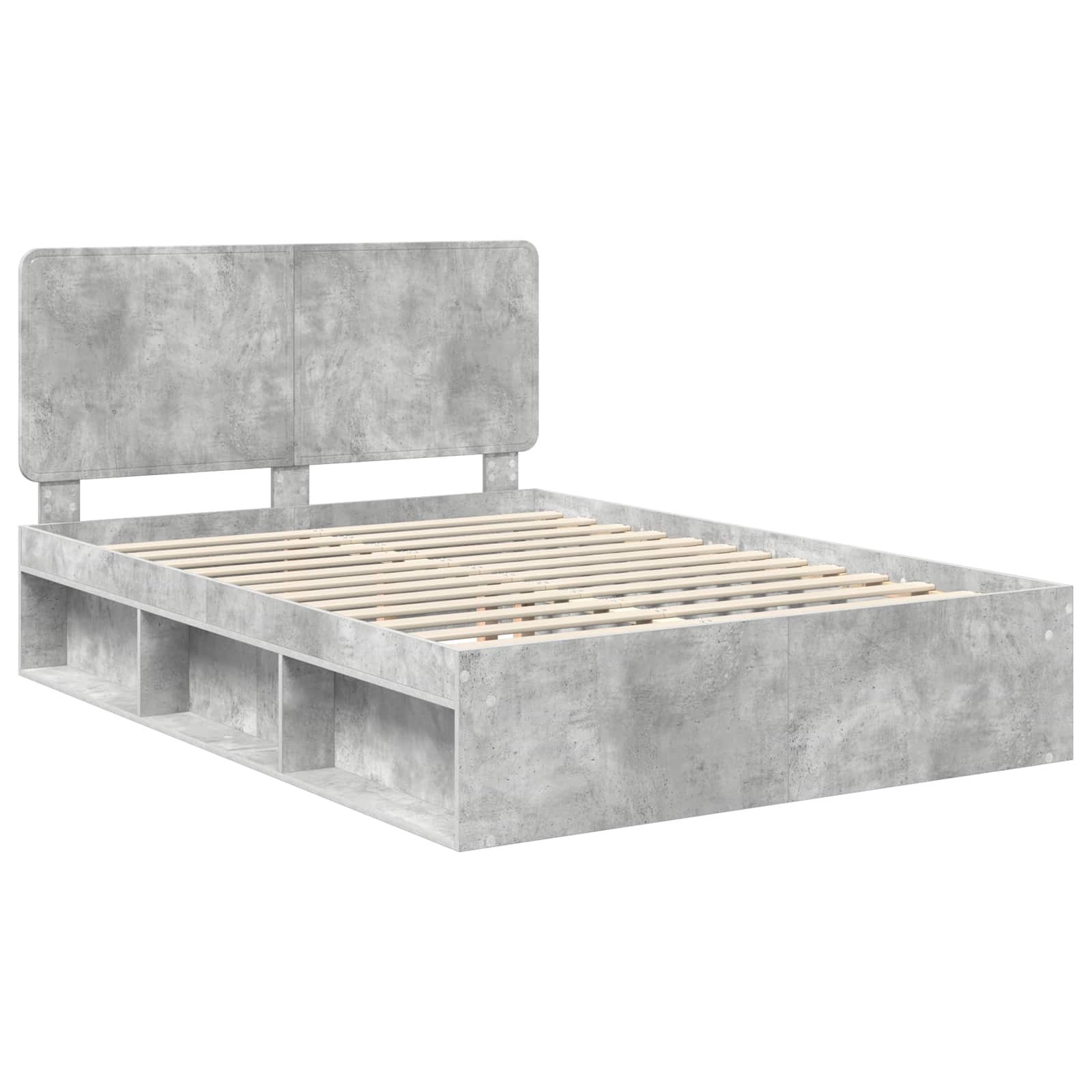 Cadre de lit Béton 140 x 190 cm Bois de pin massif - XIOS