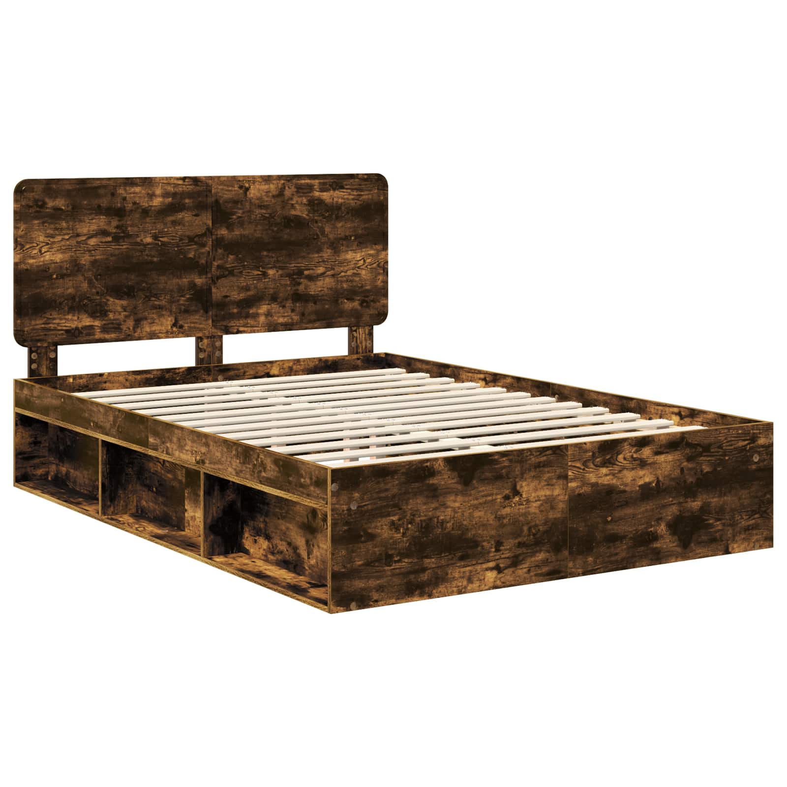 Cadre de lit Chêne fumé 140 x 190 cm Bois de pin massif - XIOS