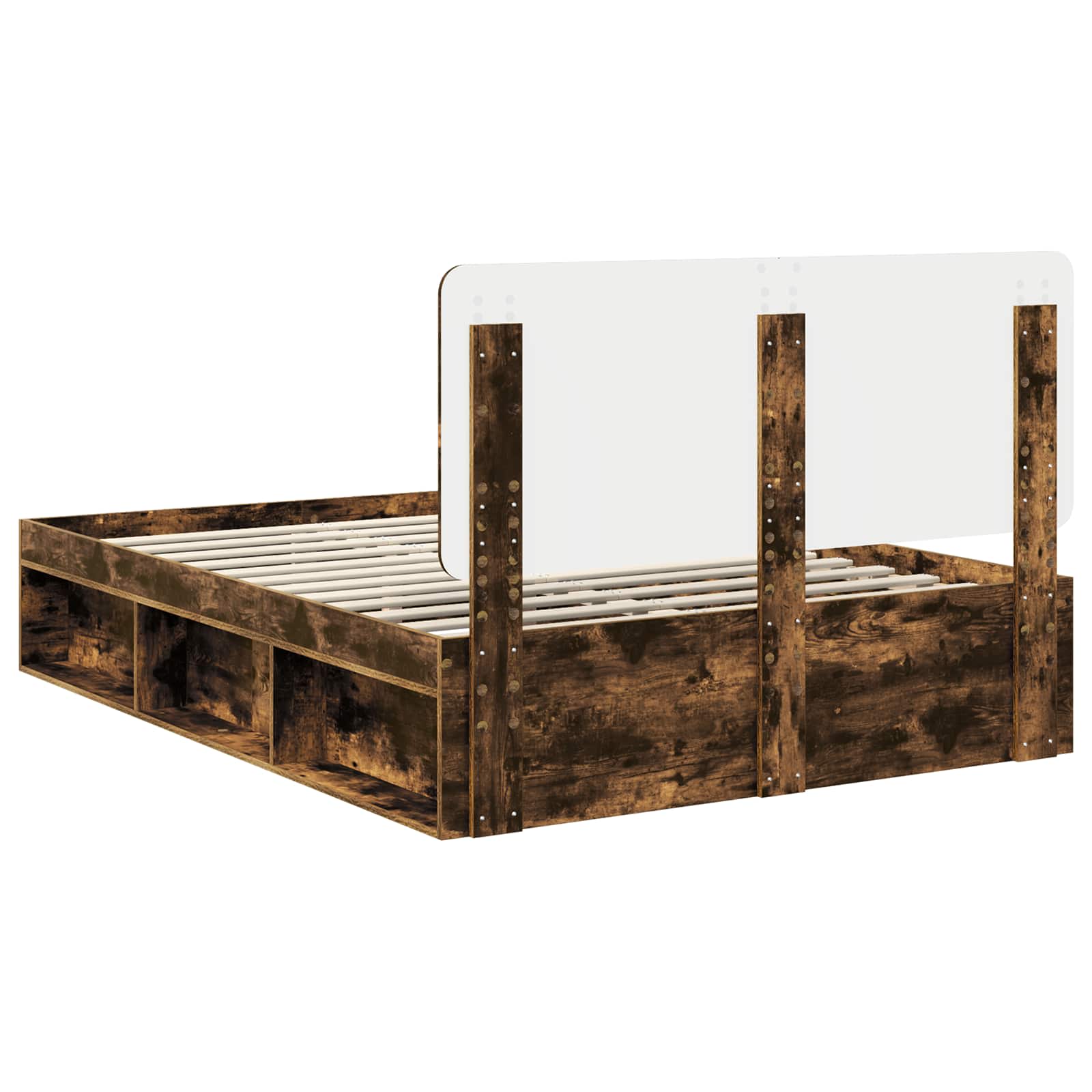 Cadre de lit Chêne fumé 140 x 190 cm Pin massif - XIOS