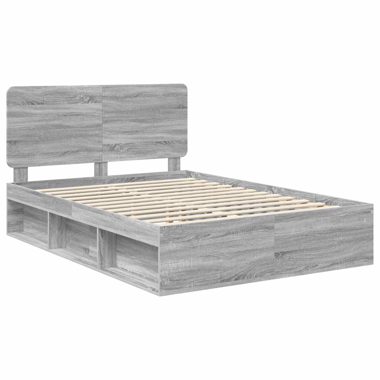 Cadre de lit Gris Sonoma 140 x 190 cm Bois de pin massif - XIOS