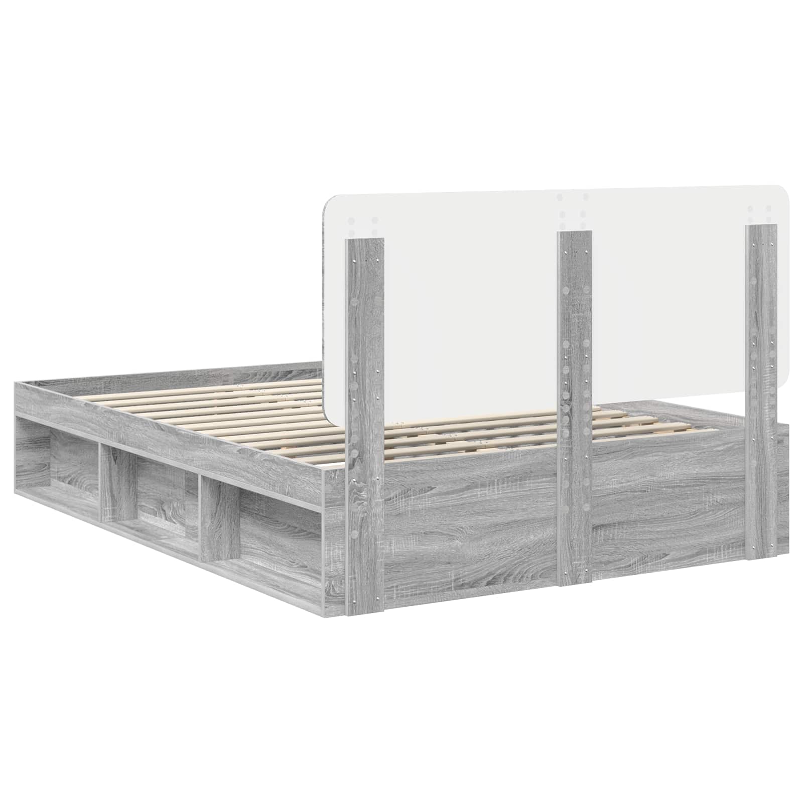 Cadre de lit Gris Sonoma 140 x 190 cm Bois de pin massif - XIOS