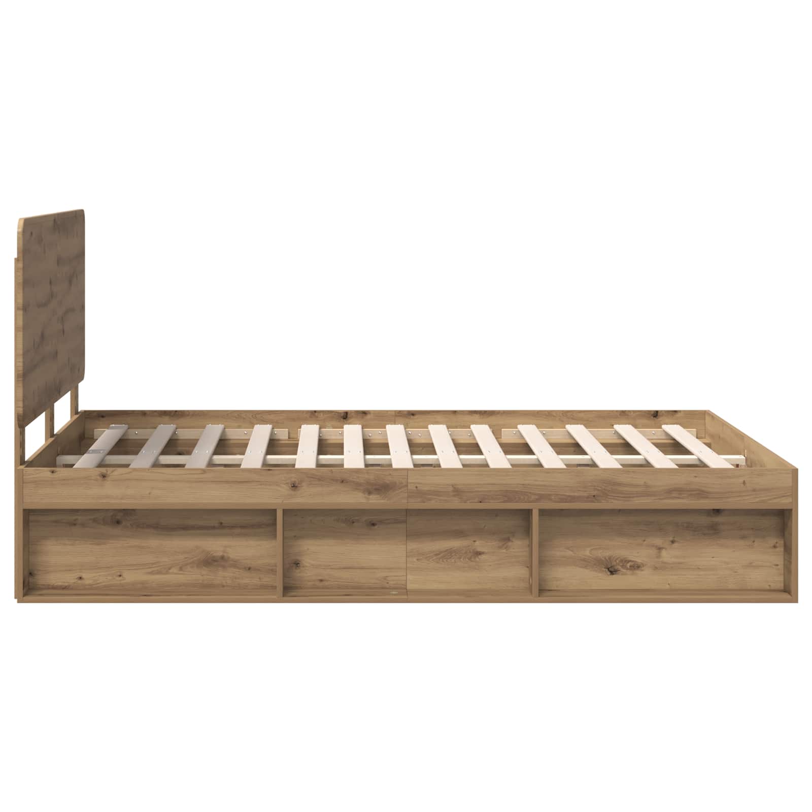 Cadre de lit Chêne artisan 140 x 190 cm Bois de pin massif - XIOS