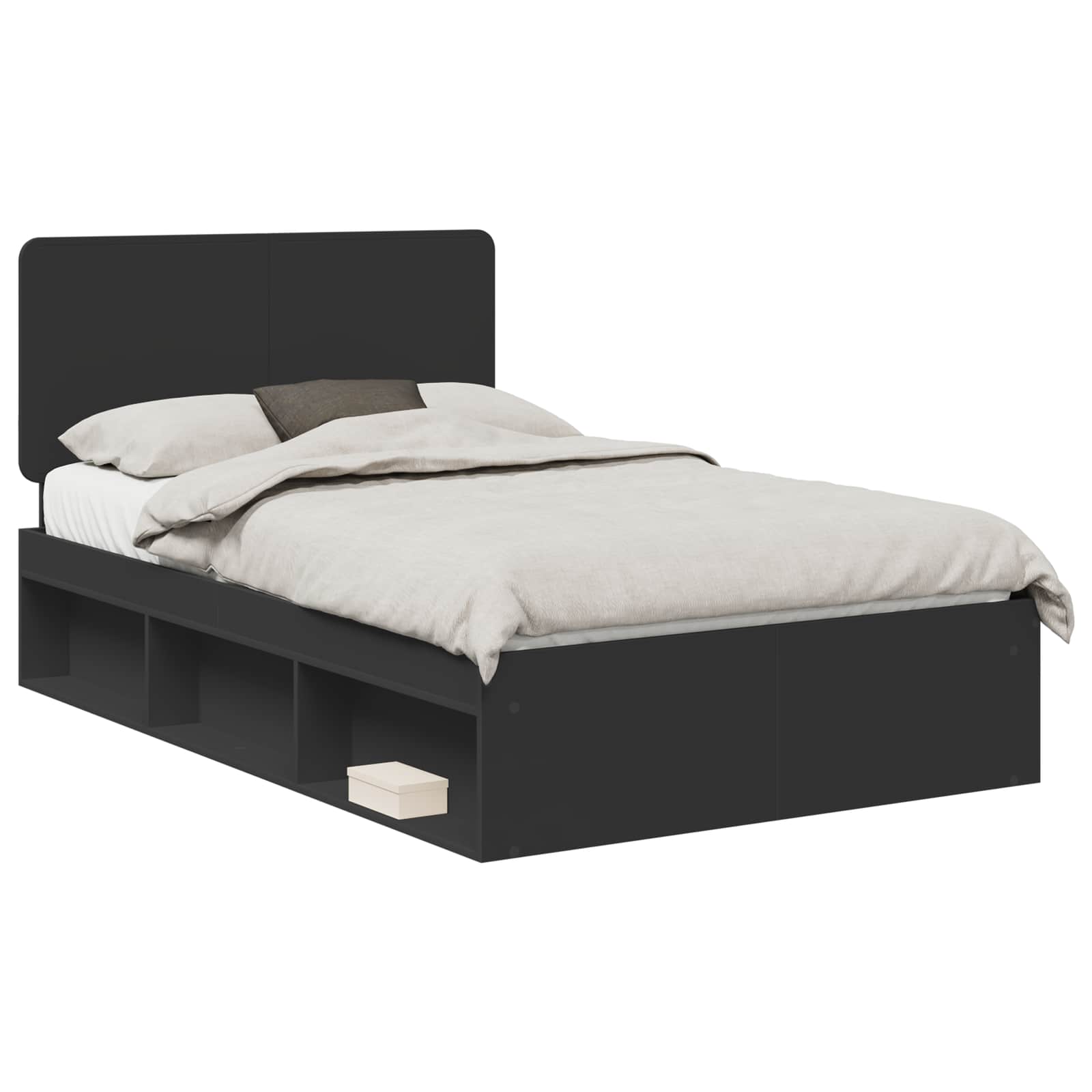 Cadre de lit avec tête de lit Noir 135 x 190 cm Pin massif - XIOS