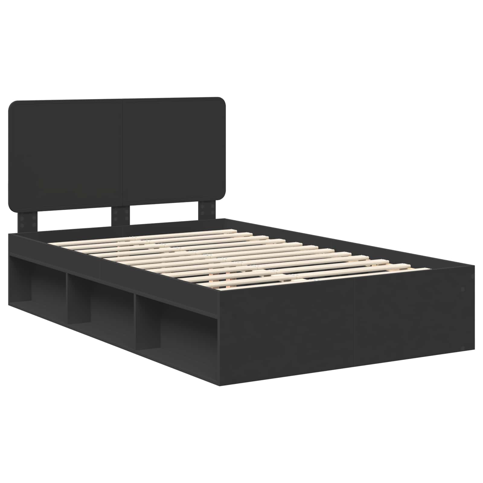 Cadre de lit avec tête de lit Noir 135 x 190 cm Pin massif - XIOS