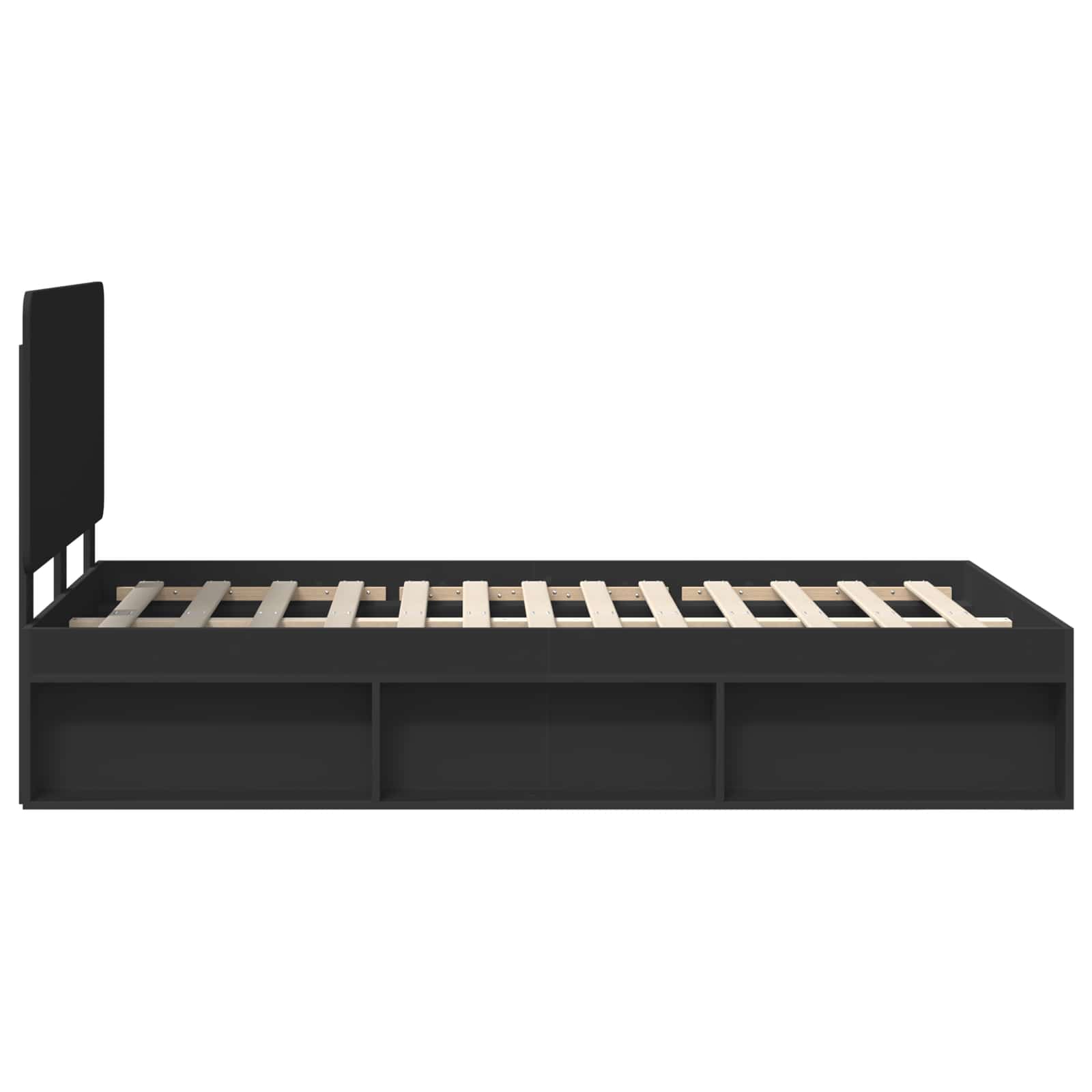 Cadre de lit avec tête de lit Noir 135 x 190 cm Pin massif - XIOS