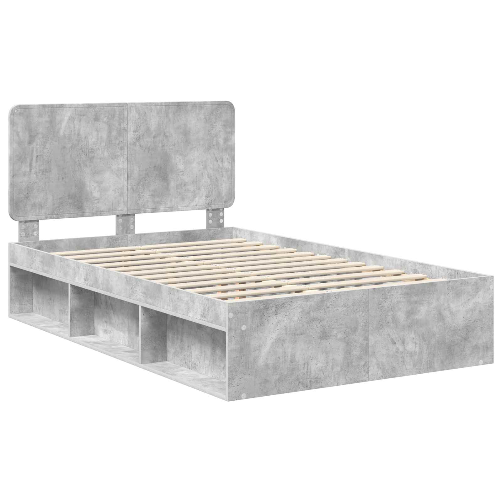 Cadre de lit Gris Béton 135 x 190 cm Bois de pin massif - XIOS