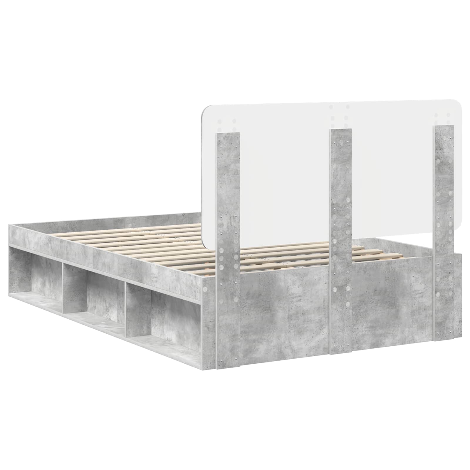 Cadre de lit Gris Béton 135 x 190 cm Bois de pin massif - XIOS