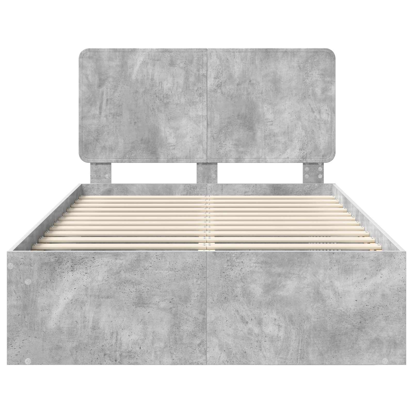 Cadre de lit Gris Béton 135 x 190 cm Bois de pin massif - XIOS