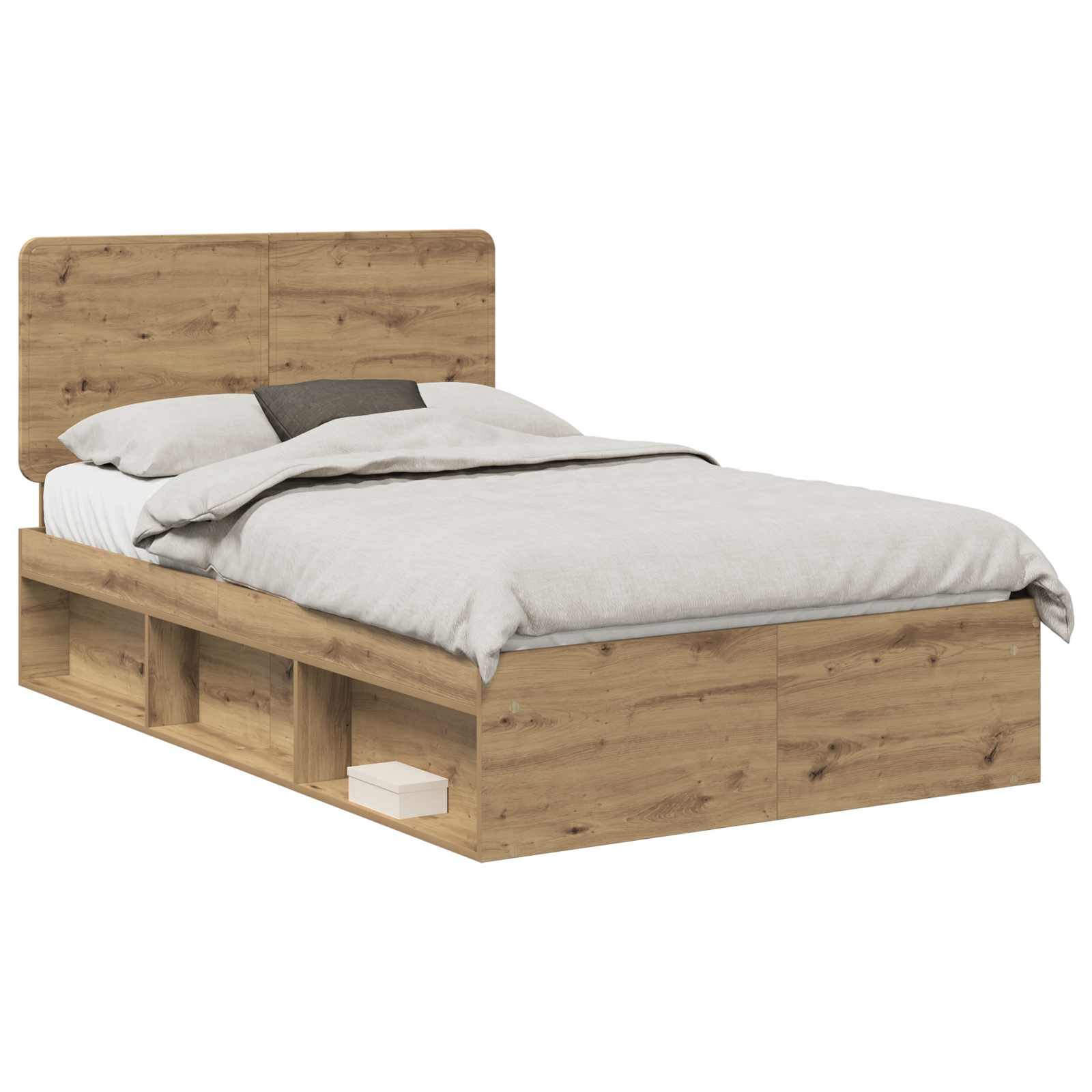 Cadre de lit Chêne artisan 120 x 200 cm Bois de pin massif - XIOS
