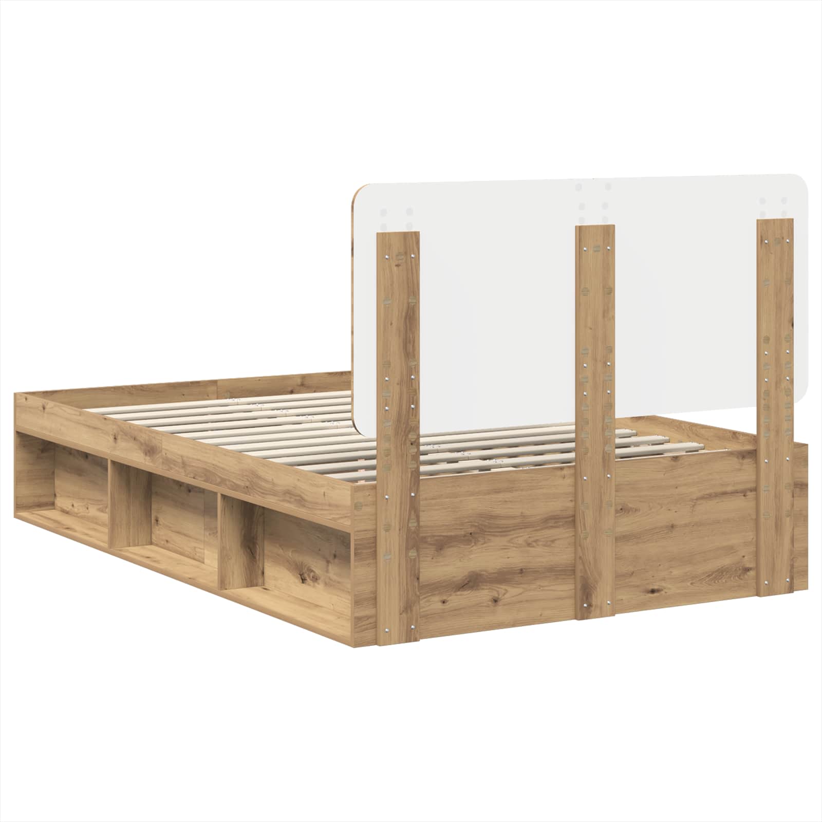 Cadre de lit Chêne artisan 120 x 200 cm Bois de pin massif - XIOS