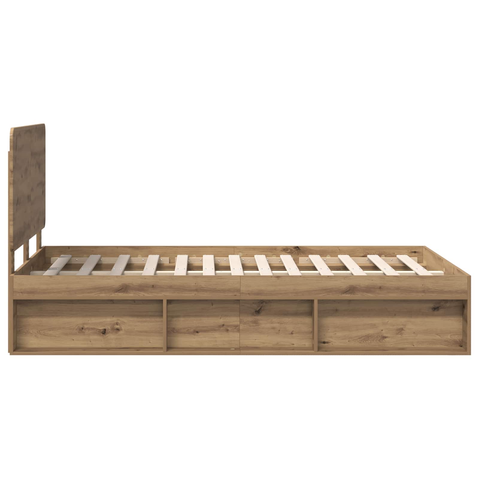 Cadre de lit Chêne artisan 120 x 200 cm Bois de pin massif - XIOS
