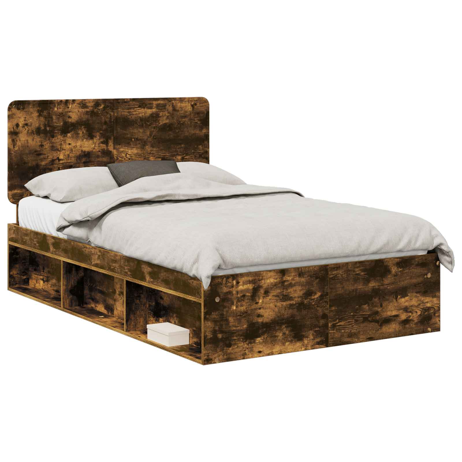 Cadre de lit Chêne fumé 120 x 190 cm Bois de pin massif - XIOS