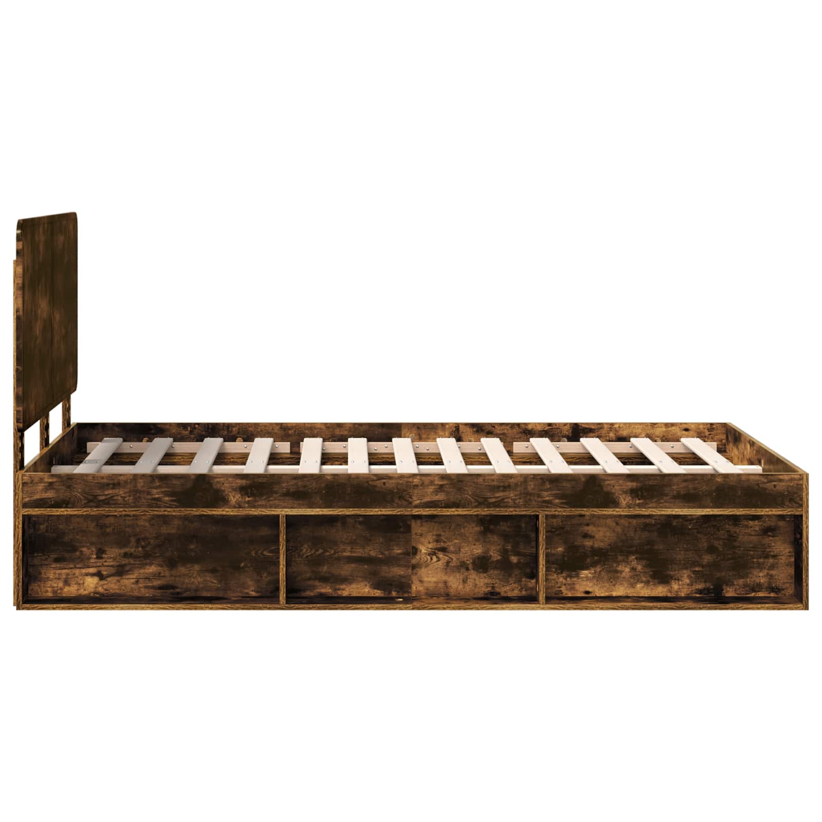 Cadre de lit Chêne fumé 120 x 190 cm Bois de pin massif - XIOS