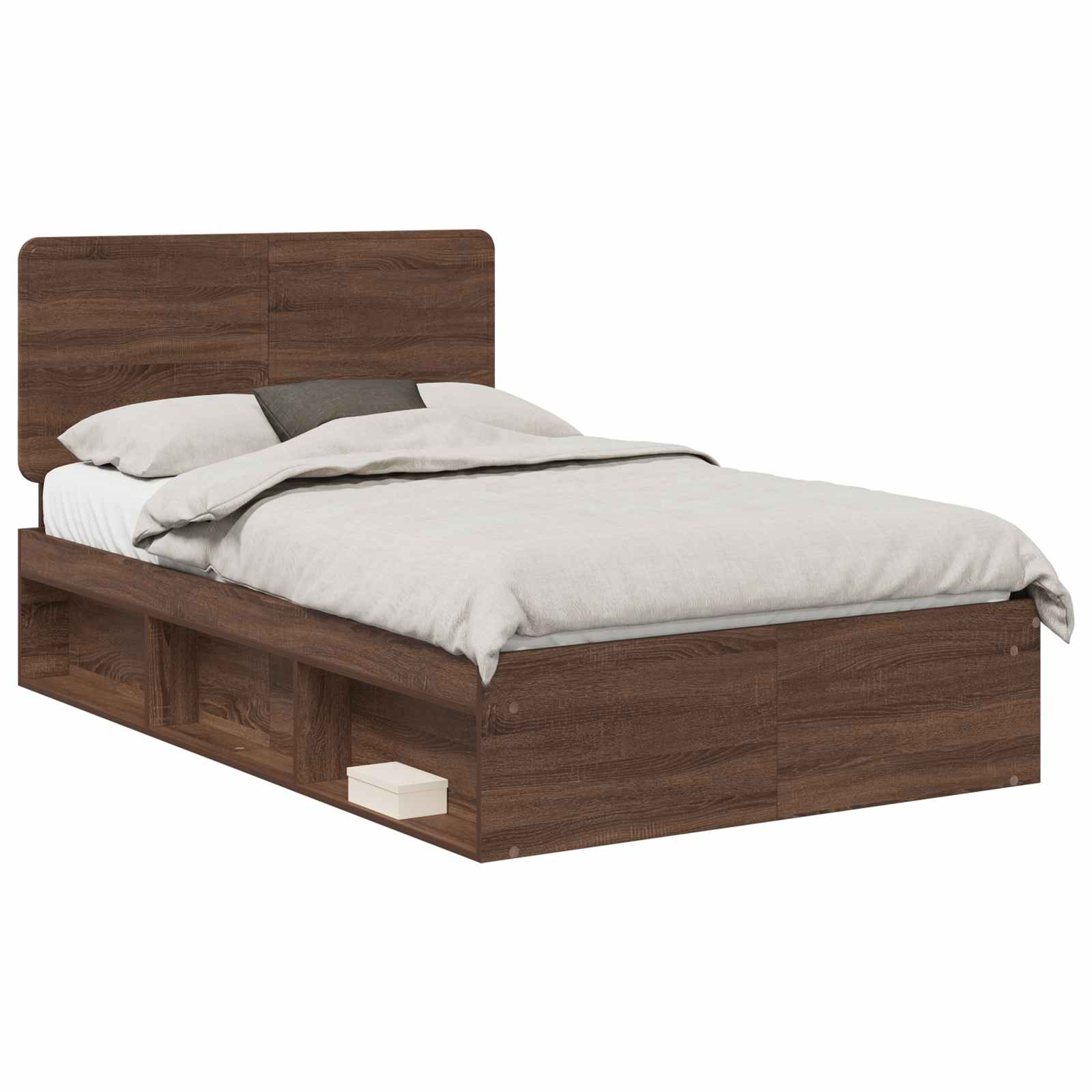 Cadre de lit Chêne brun 120 x 190 cm Bois de pin massif - XIOS