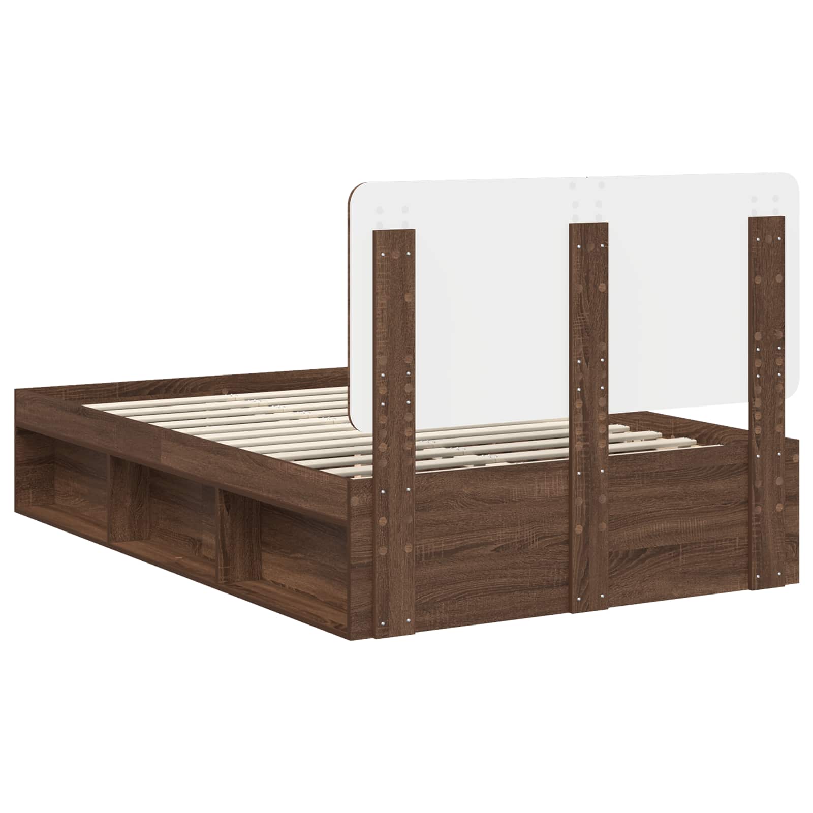 Cadre de lit Chêne brun 120 x 190 cm Bois de pin massif - XIOS