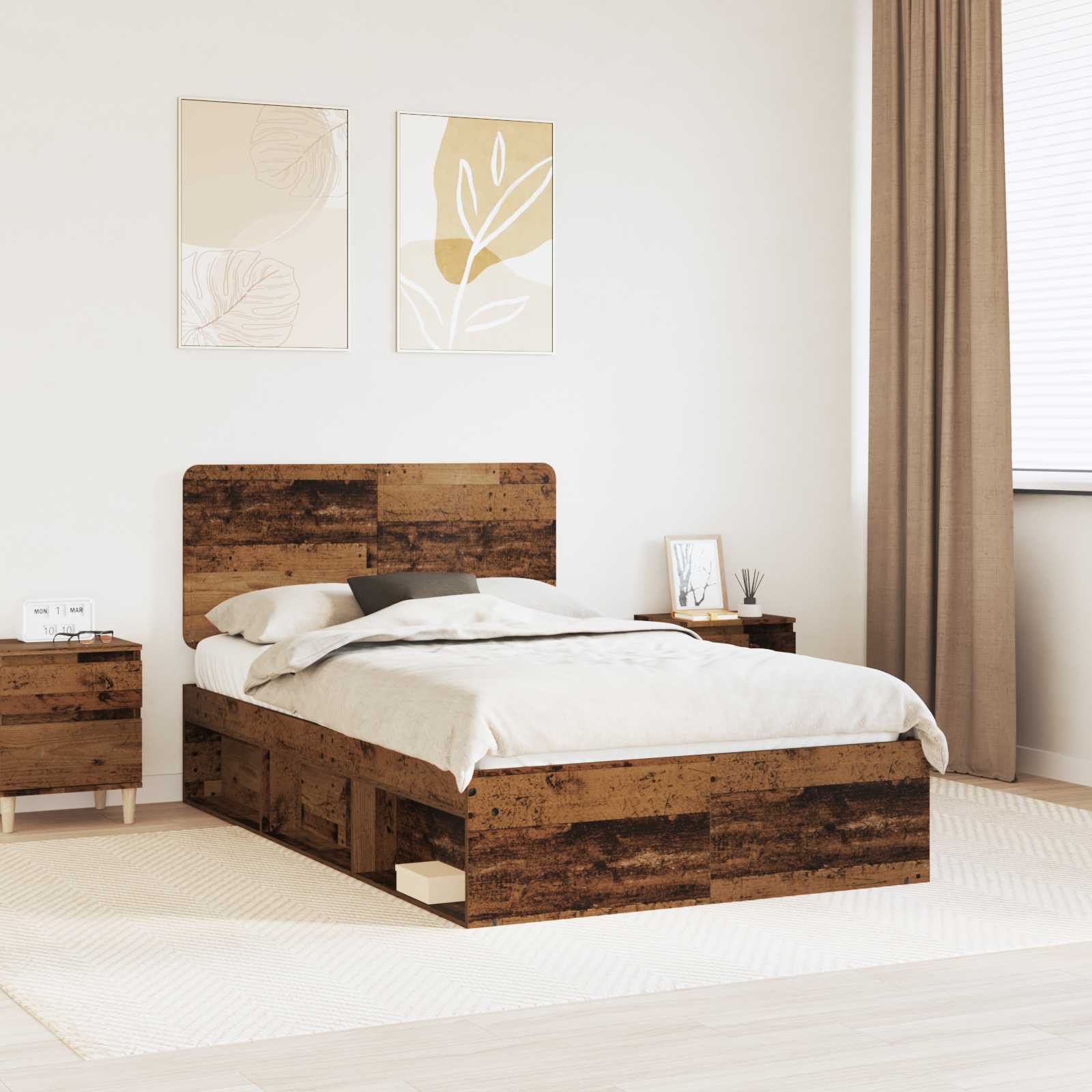 Cadre de lit Bois ancien 120 x 190 cm Bois de pin massif - XIOS