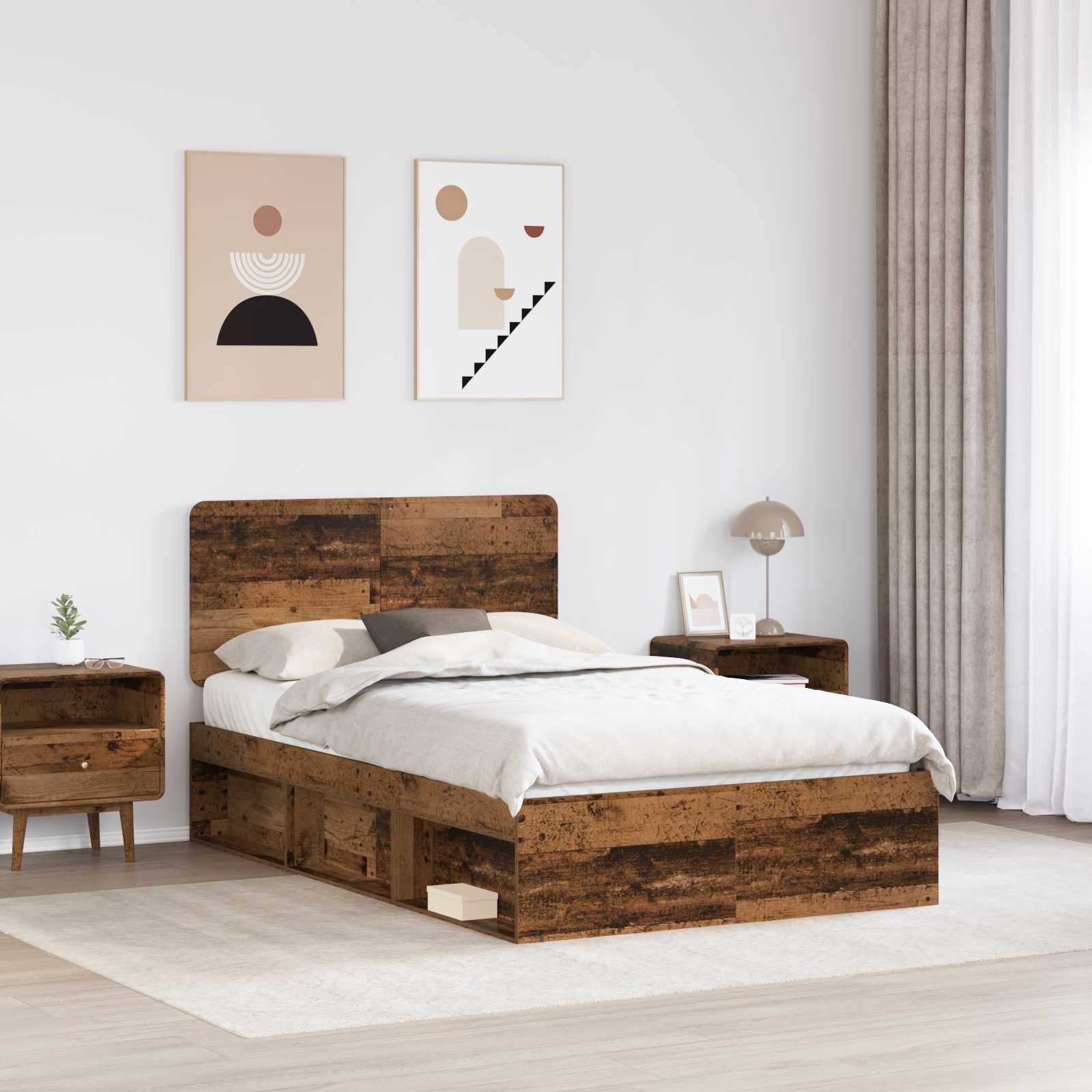 Cadre de lit Bois ancien 120 x 190 cm Bois de pin massif - XIOS