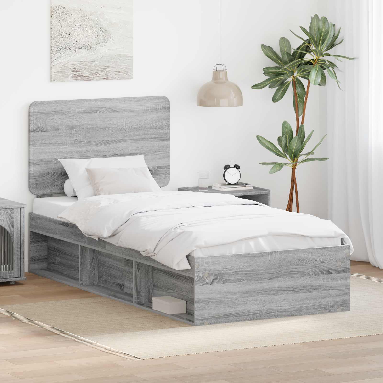 Cadre de lit Gris Sonoma 100 x 200 cm Bois de pin massif - XIOS