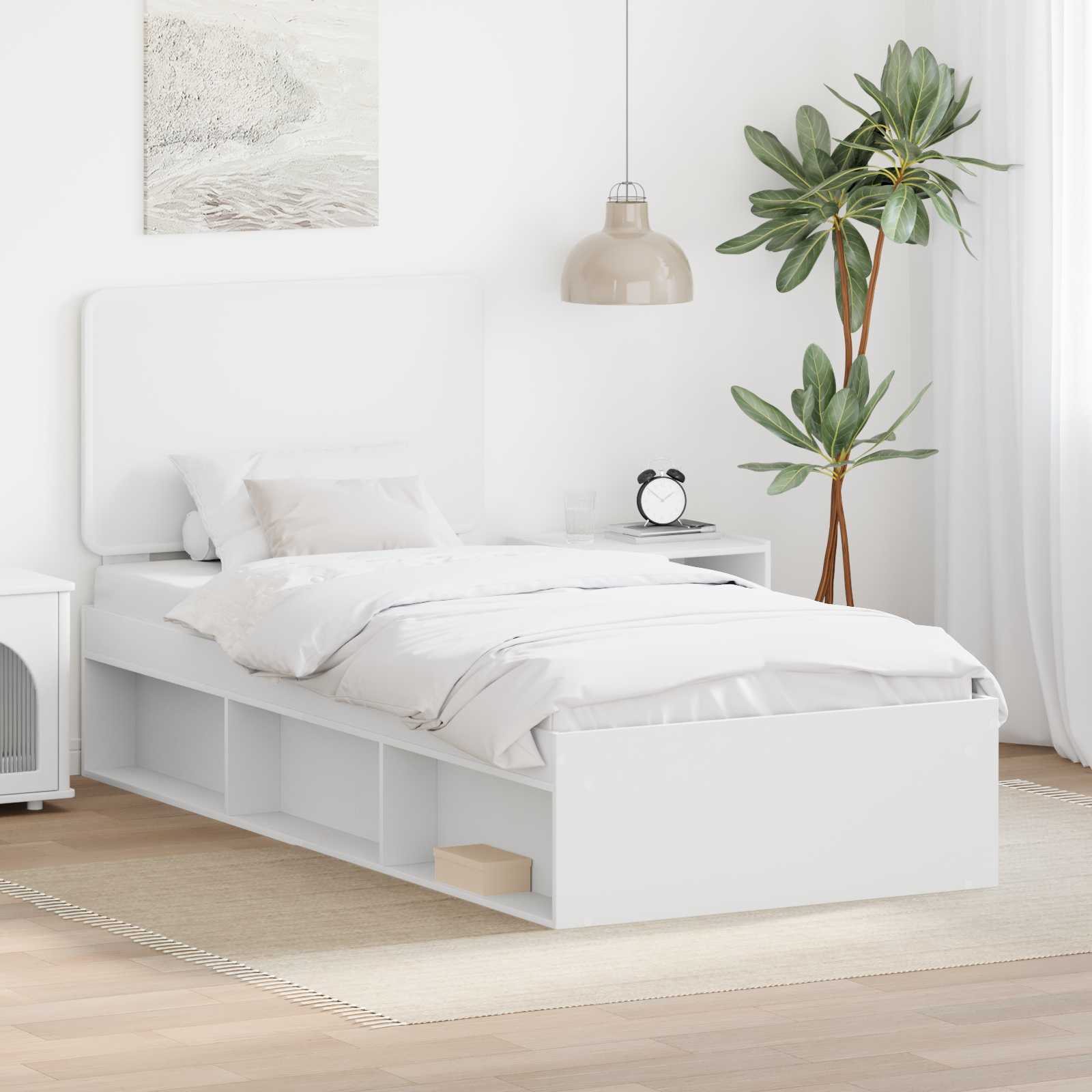 Cadre de lit Blanc 90 x 200 cm Bois de pin massif - XIOS