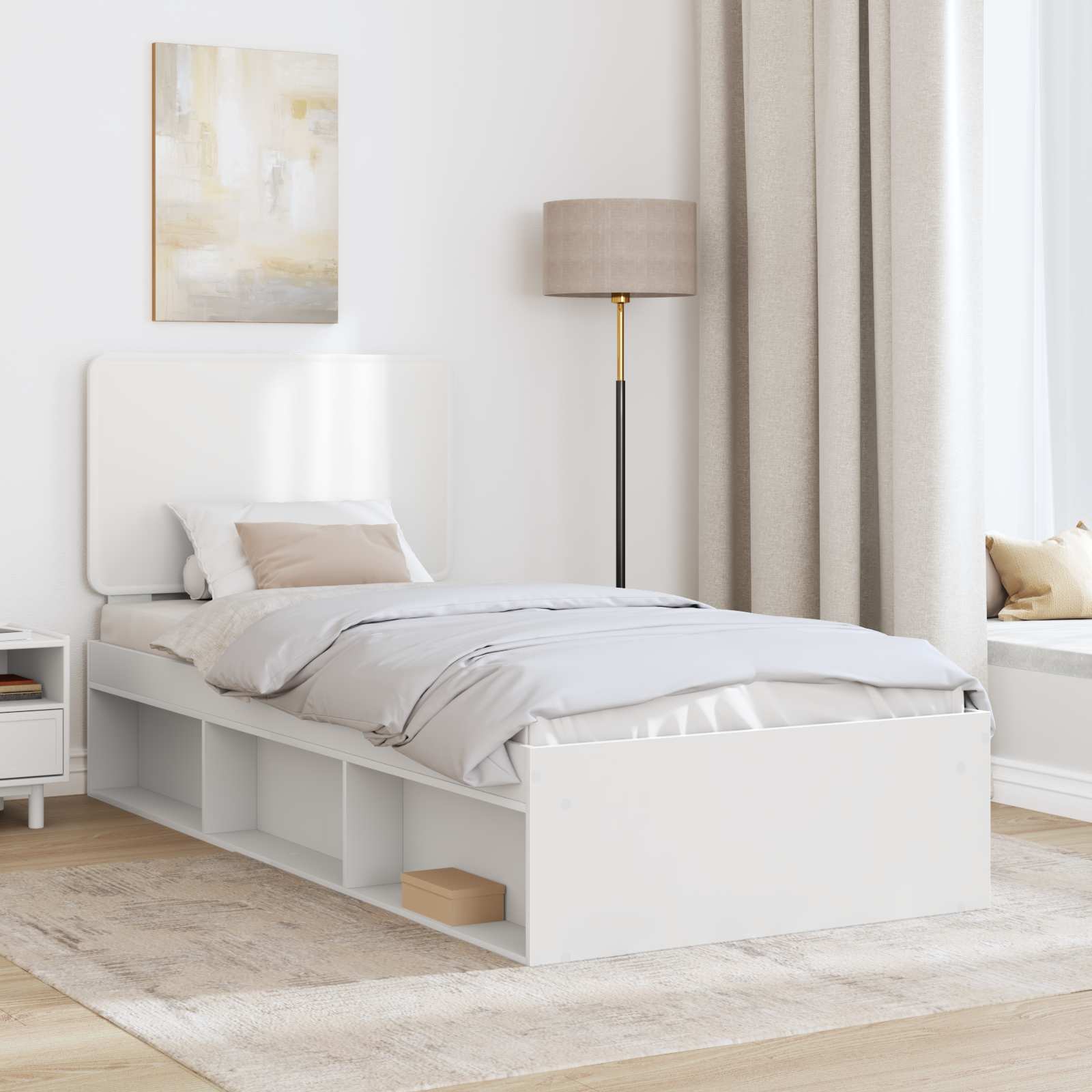 Cadre de lit Blanc 90 x 200 cm Bois de pin massif - XIOS