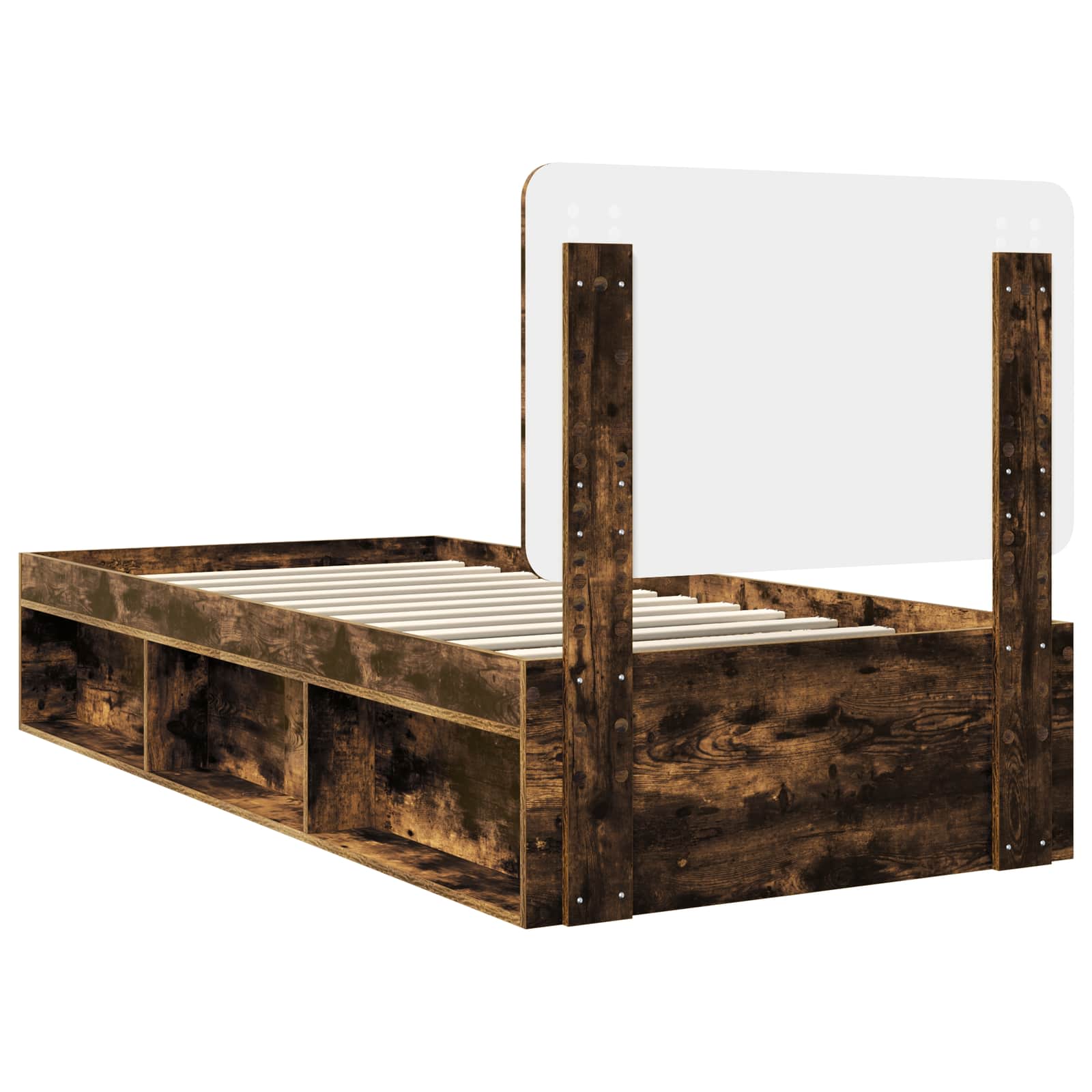 Cadre de lit Chêne fumé 90 x 200 cm Bois de pin massif - XIOS