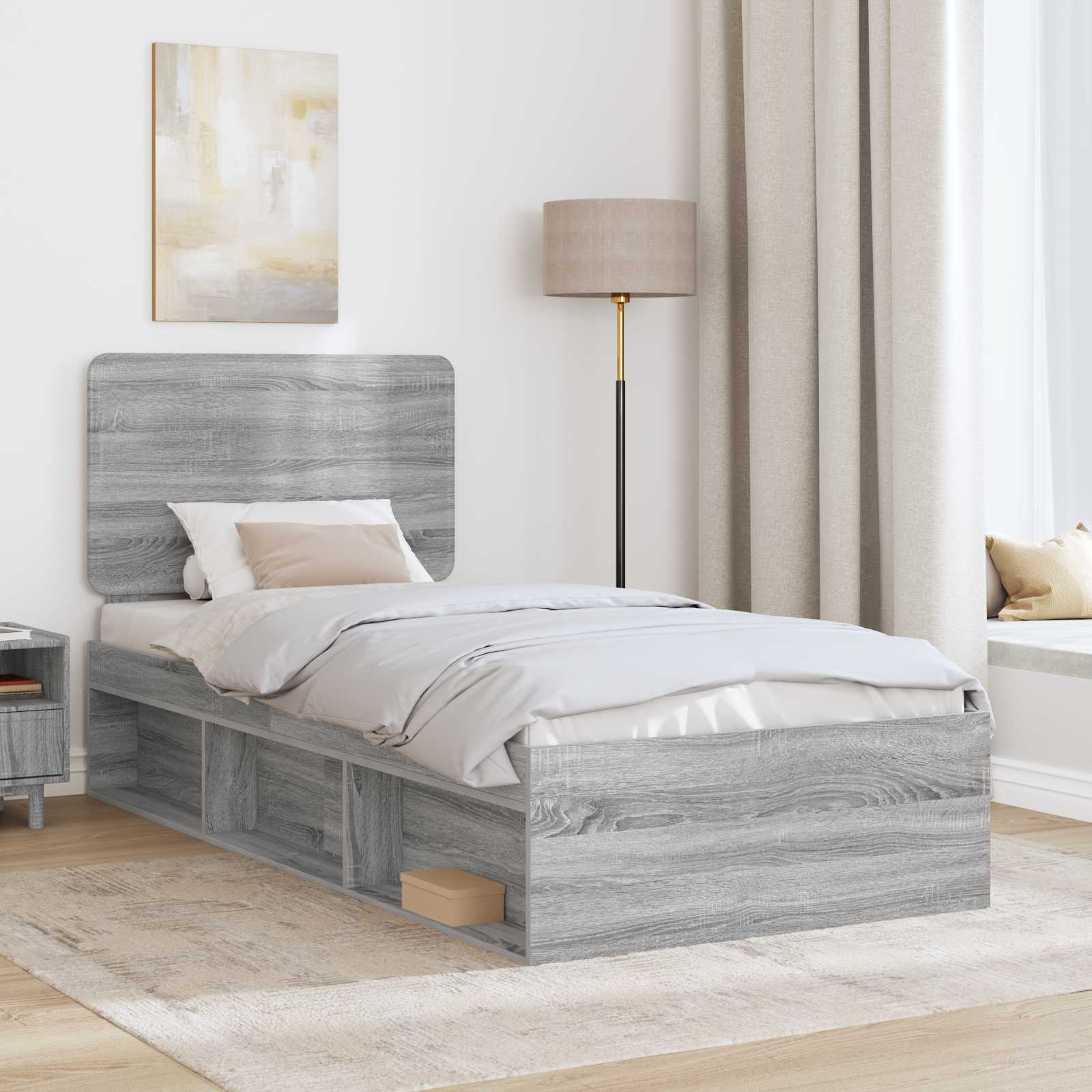 Cadre de lit Gris Sonoma 90 x 200 cm Bois de pin massif - XIOS