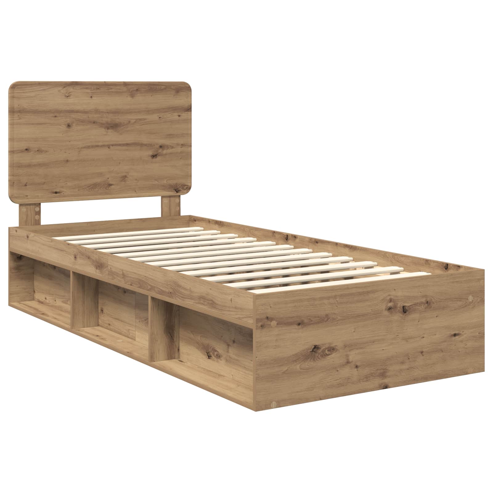 Cadre de lit Chêne artisan 90 x 200 cm Bois de pin massif - XIOS