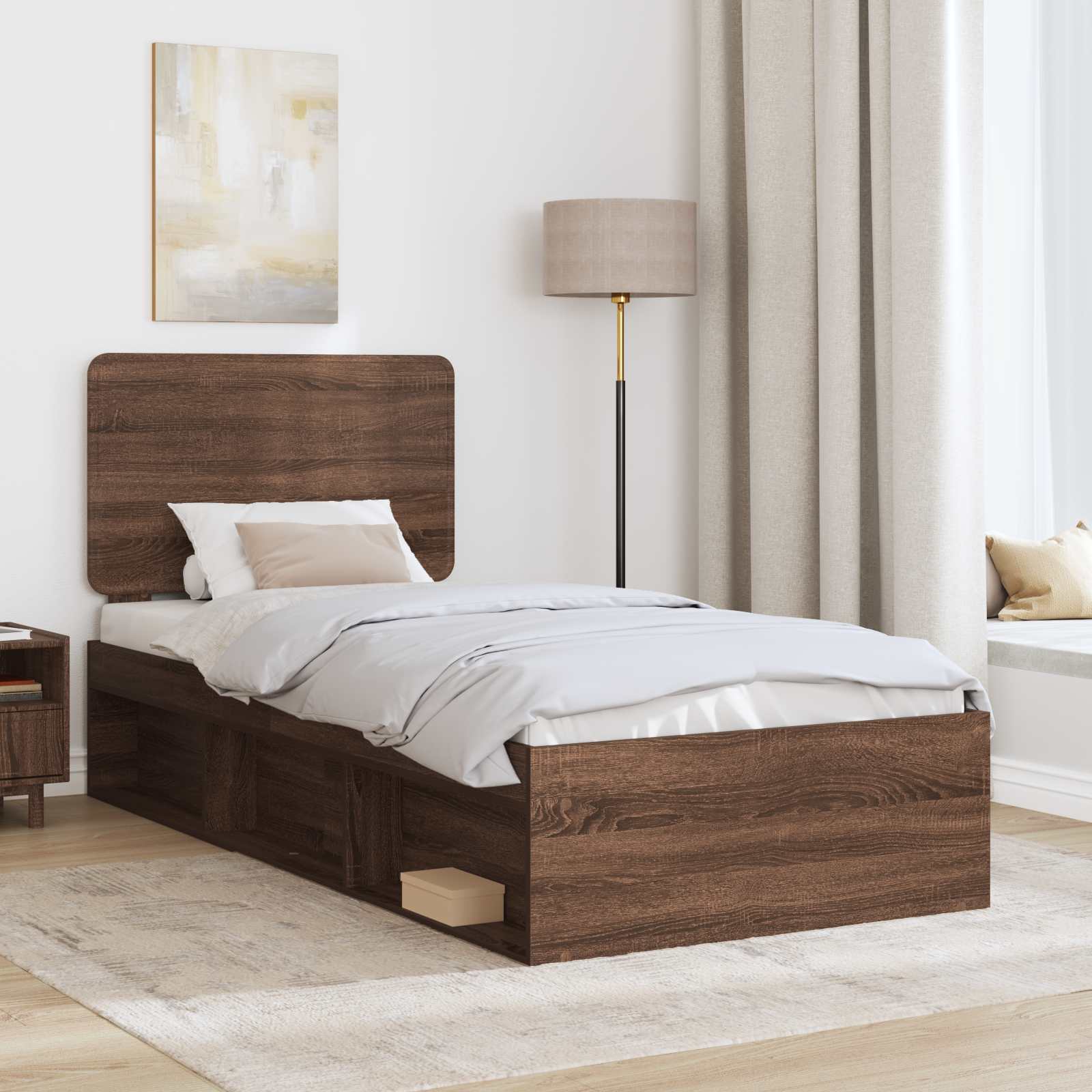 Cadre de lit Chêne brun 90 x 190 cm Bois de pin massif - XIOS
